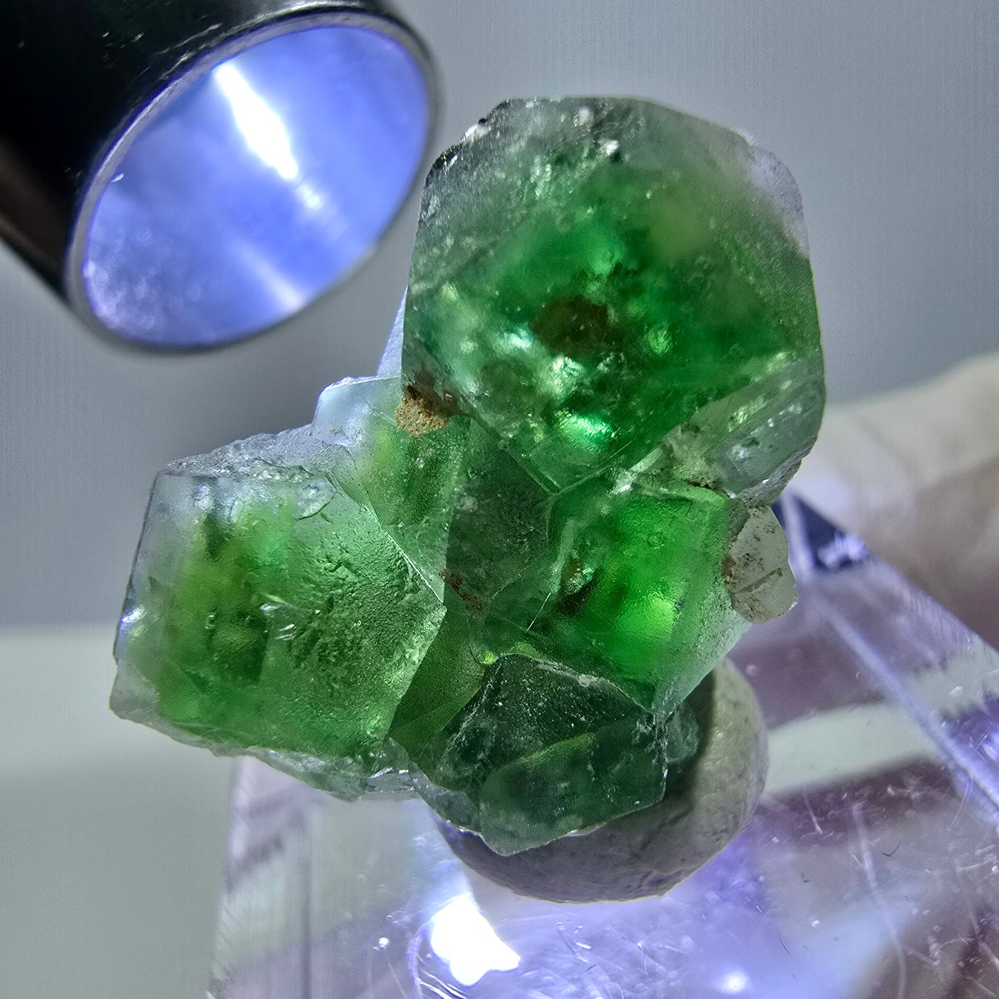 Spécimen de quartz fumé muscovite, cube de fluorite fantôme, Erongo, Namibie, 22 x 18 x 11 mm