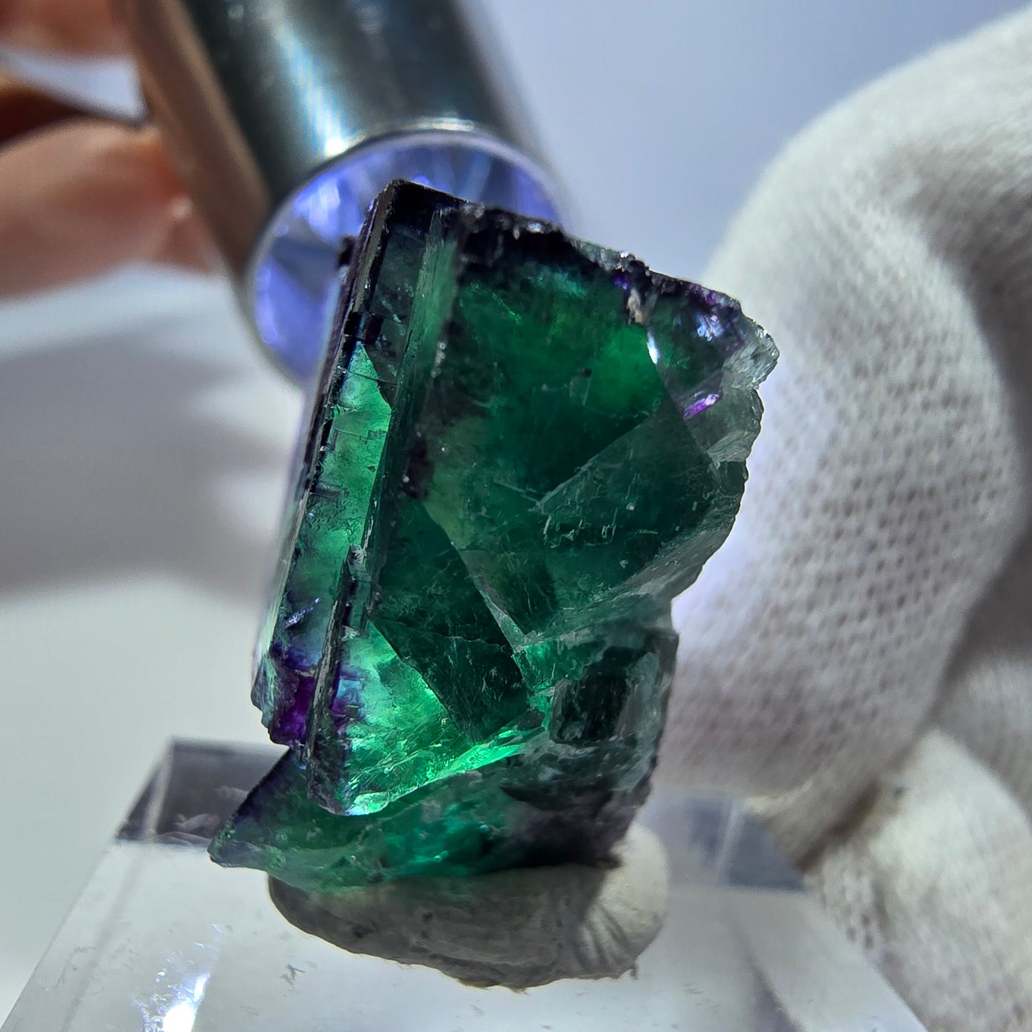 Spécimen de cube de fluorite fantôme parqueté zonal Okorusu, Namibie 28*26*14mm