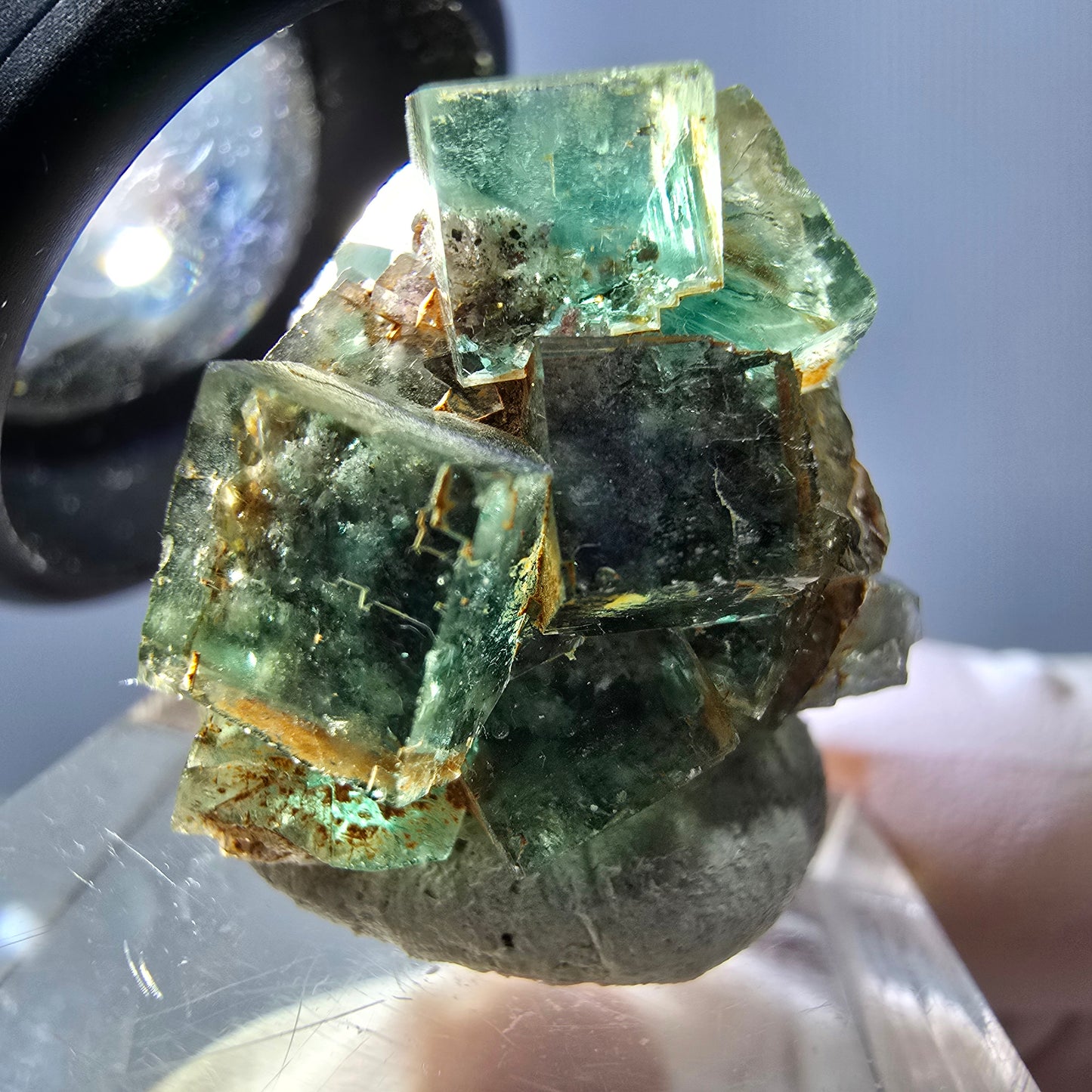 Spécimen de cube de fluorite fantôme, parquet vert Okorusu, Namibie 26 x 22 x 19 mm