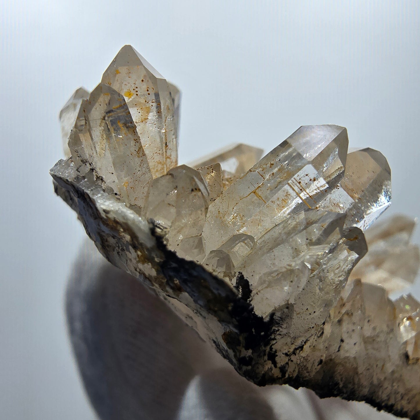 Clear smoky quartz points on matrix specimen Valentine Pocket Goboboseb Namibia 75*57*25mm