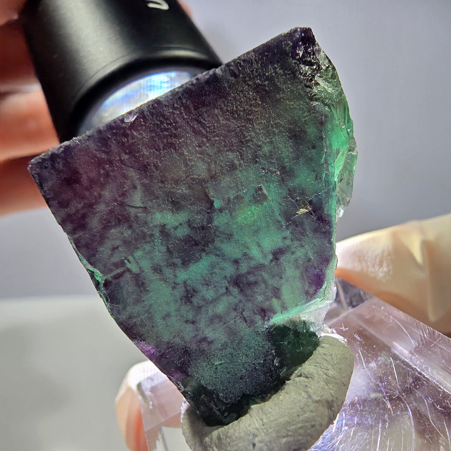 Rare cube de fluorite fantôme parqueté vert violet Okorusu Namibie 32*29*24mm
