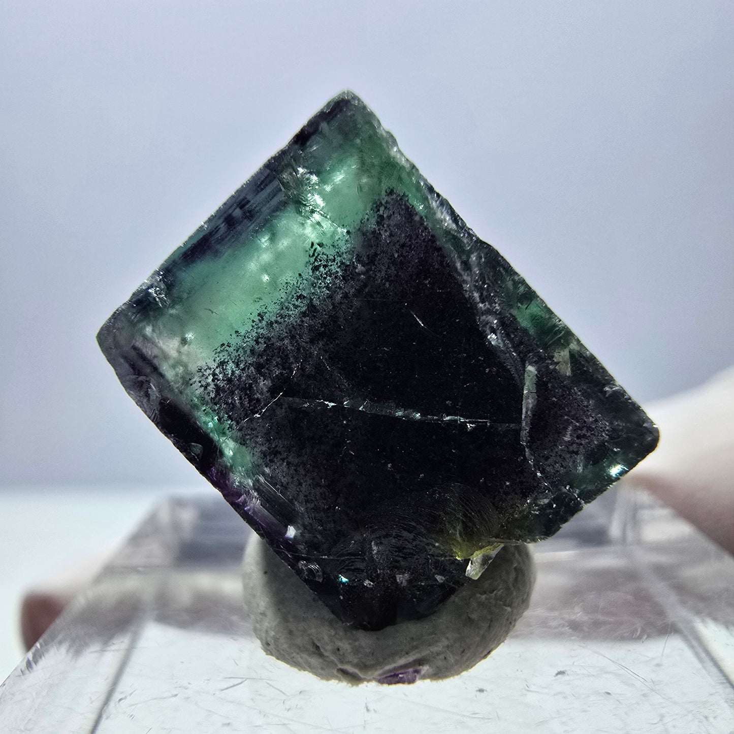 Phantom Fluorit Würfel Stufe, grün lila Okorusu, Namibia 15*12*11mm