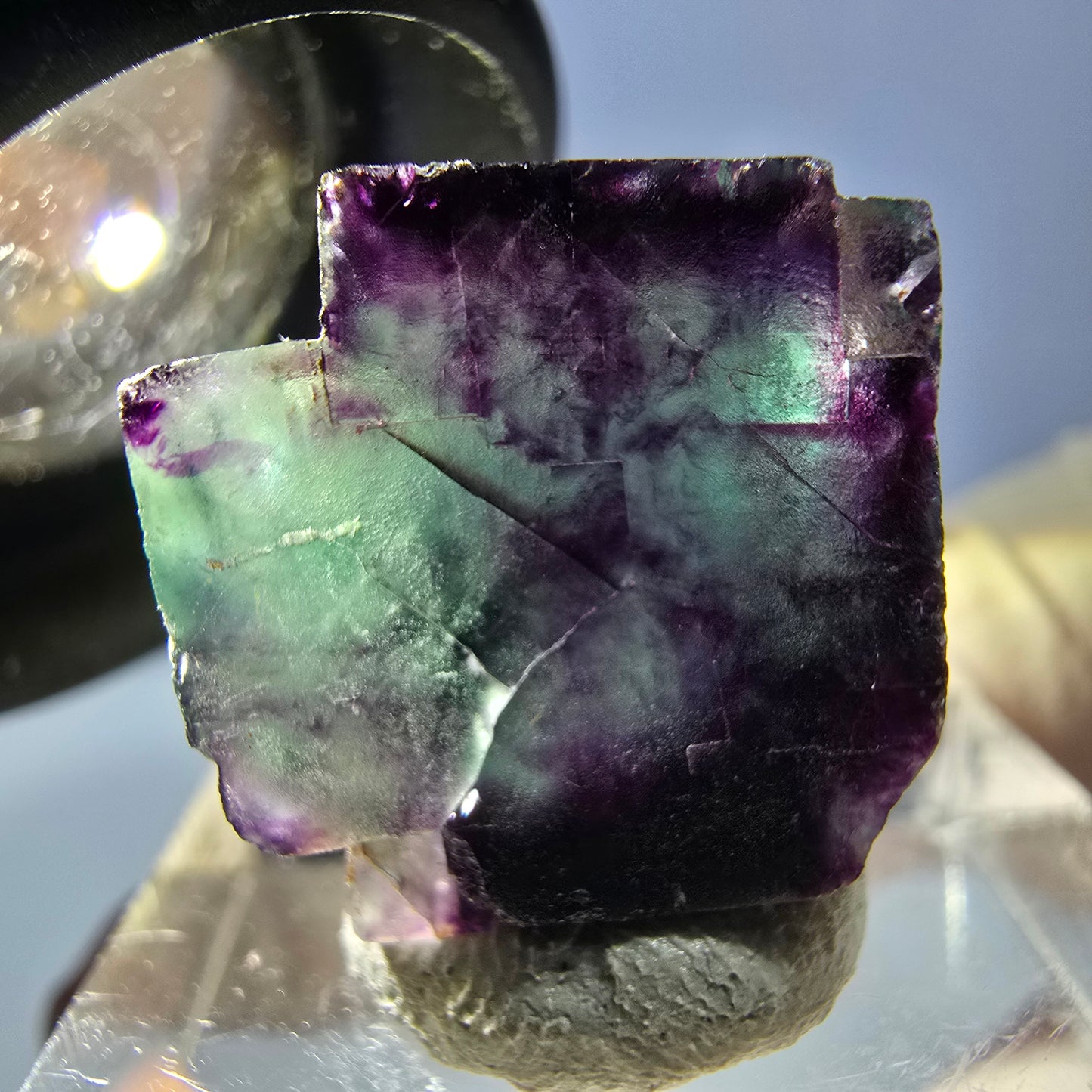 Phantom Fluorit Würfel parkettiert, grün lila Okorusu, Namibia 17*17*11mm