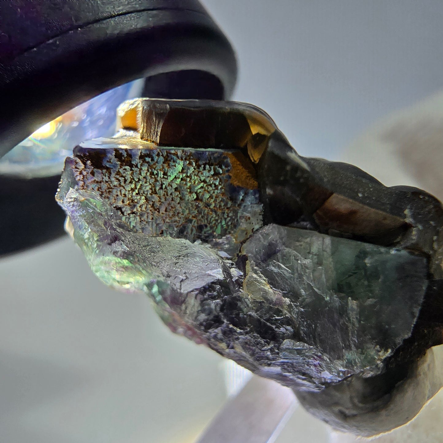 Spécimen de fluorite fantôme et d'hématite, Erongo, Namibie, 28 x 26 x 15 mm