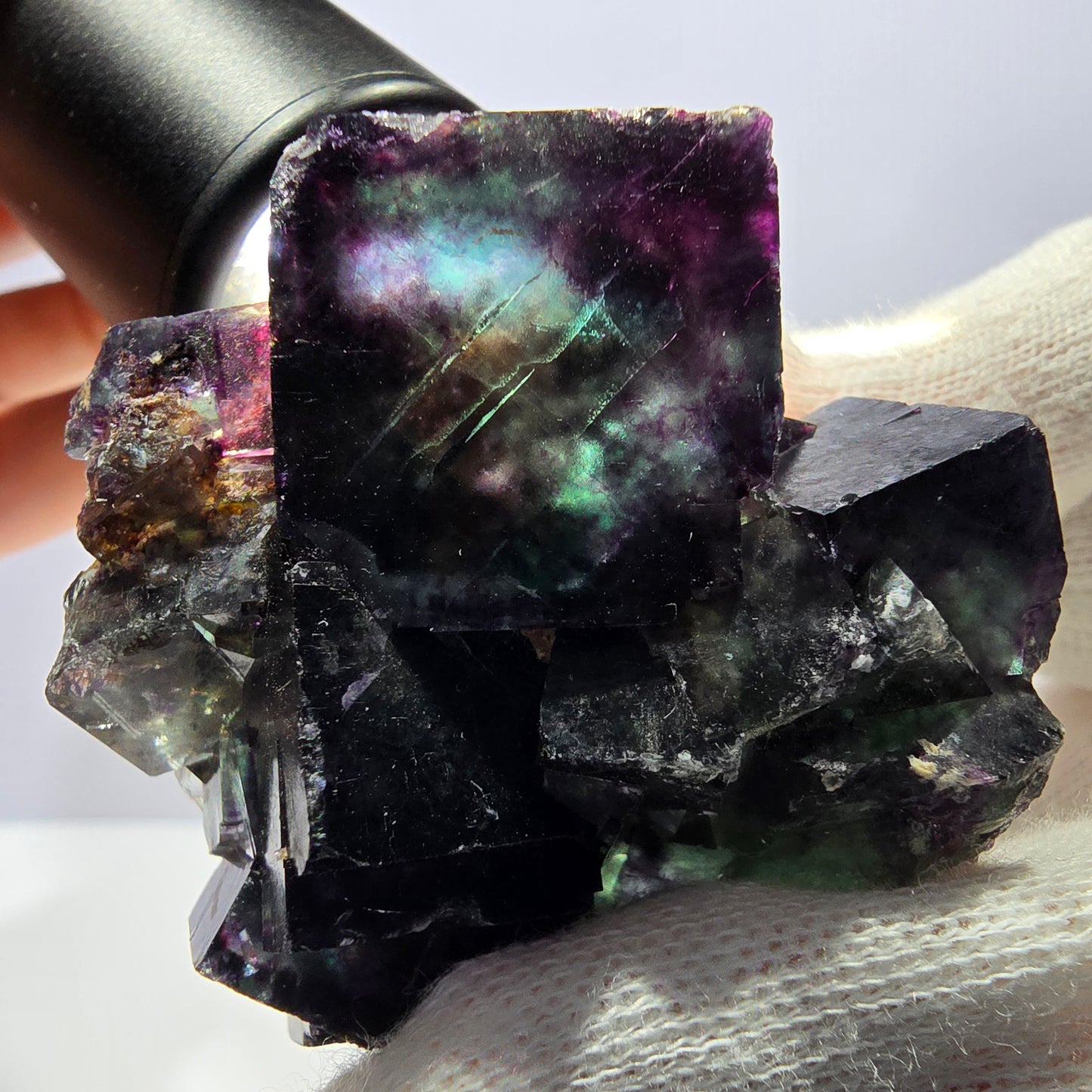 Rare Phantom Fluorite Cube Specimen green purple zonal Okorusu Namibia 63*53*38mm