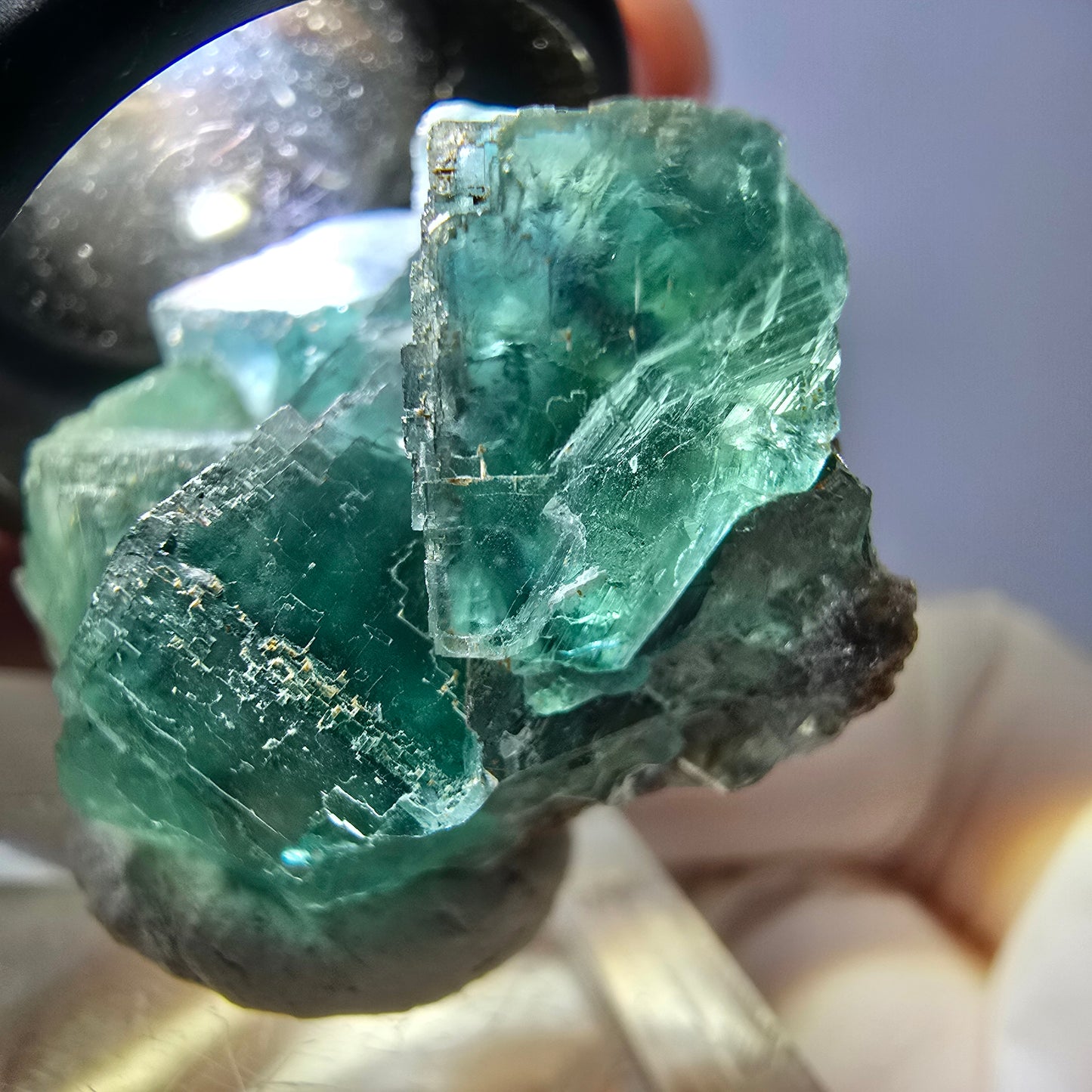 Seltene Phantom Fluorit Würfel Stufe, grün Okorusu, Namibia 33*27*20mm