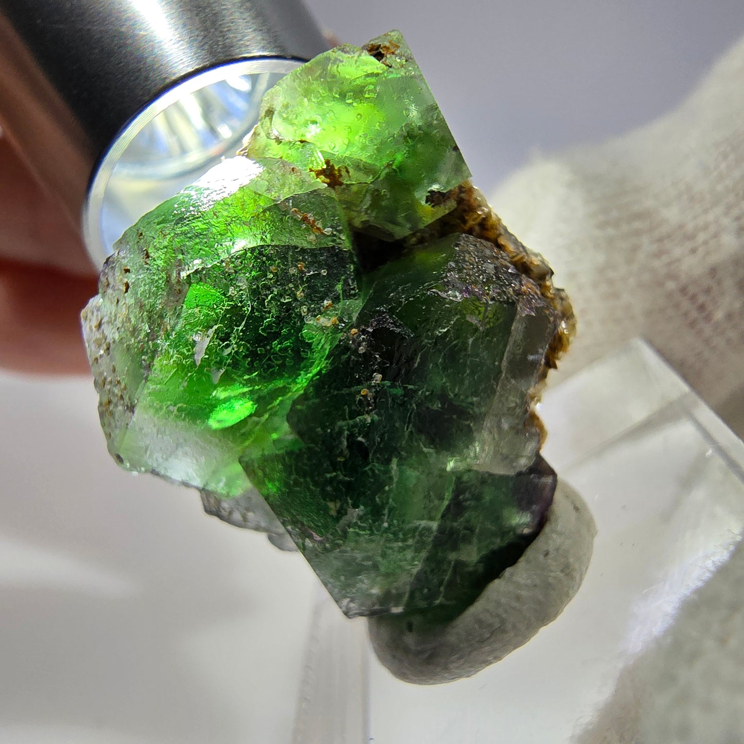 Phantom Fluorit Würfel zonal, Schörl Turmalin Muskovit Erongo Namibia 26*23*15mm