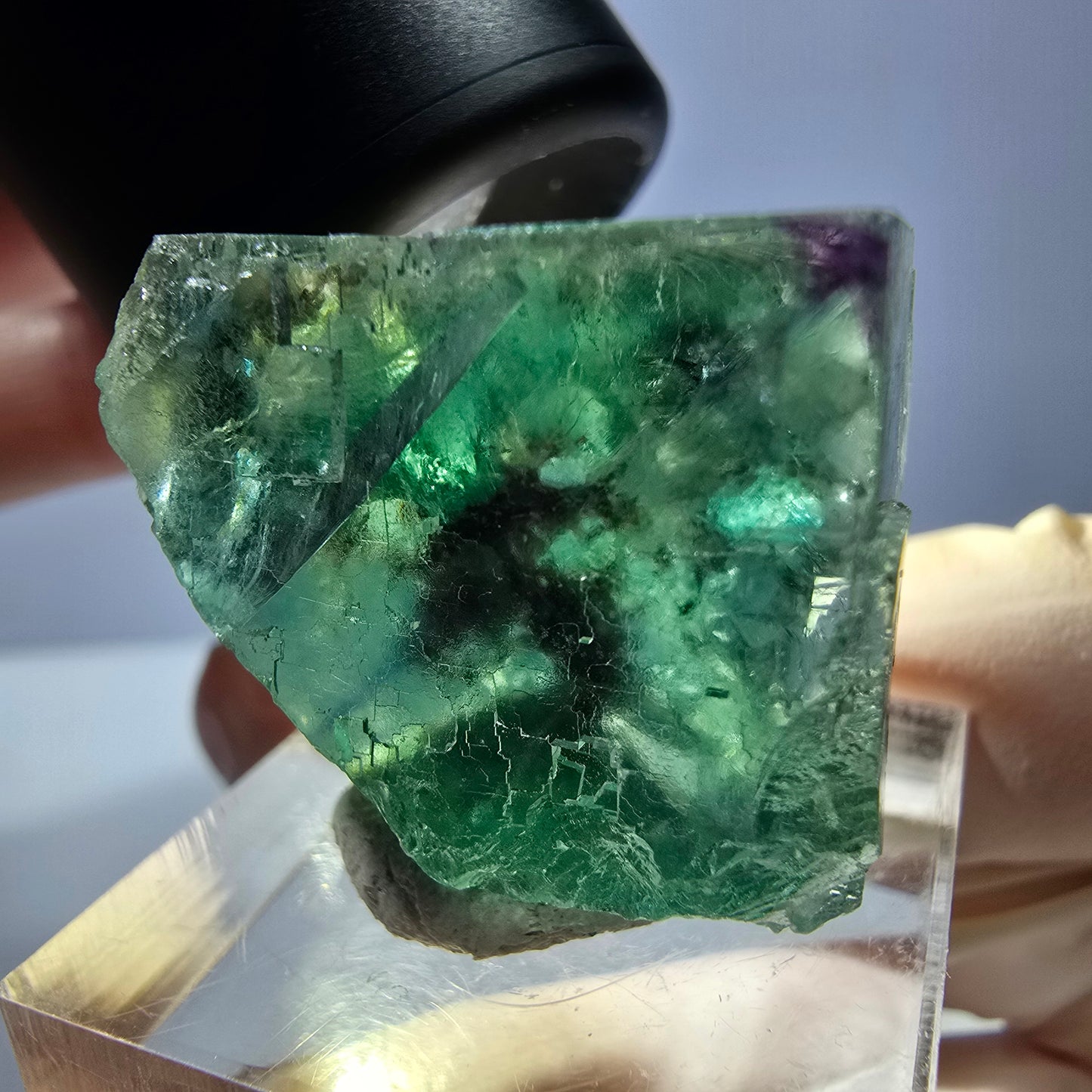 Phantom Fluorit Würfel parkettiert, grün lila Okorusu, Namibia 26*23*17mm