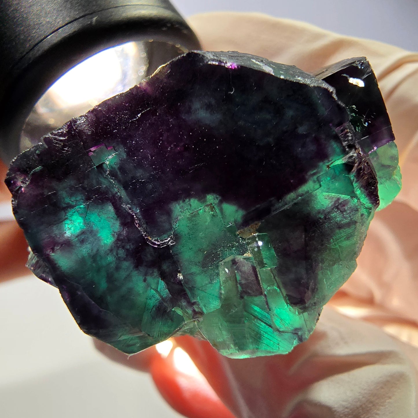 Phantom Fluorit Würfel Stufe, parkettiert grün lila Okorusu, Namibia 39*32*20mm