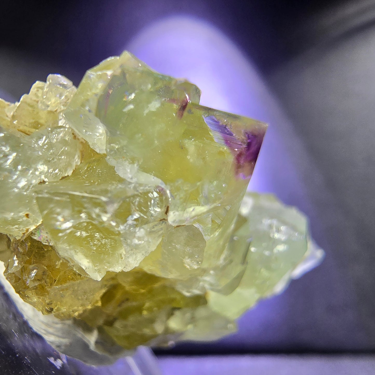 Klare Zonare Fluorit XX Würfel Stufe hellgrün lila 45*22*21mm Okorusu, Namibia