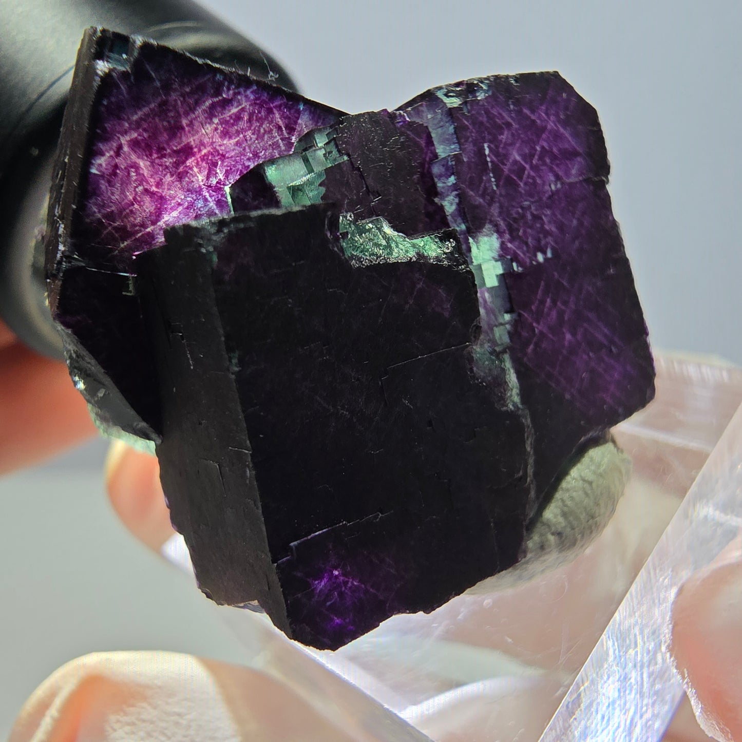 Phantom Fluorit Würfel Stufe grün lila zonal 11:11 Angel Pocket, Namibia 30*28*25mm