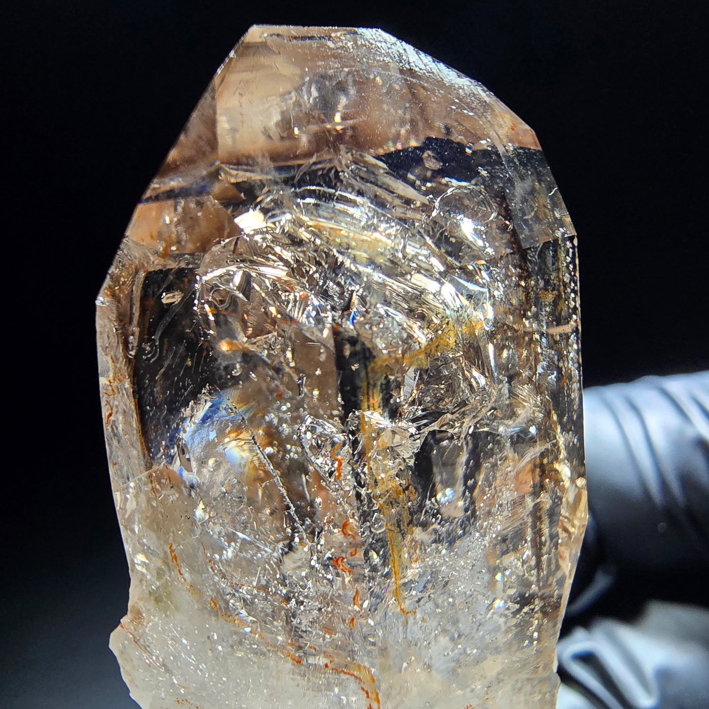 Klare Phantom Rauchquarz Zepter Spitze Goboboseb, Namibia 49*26*18mm Sammlung