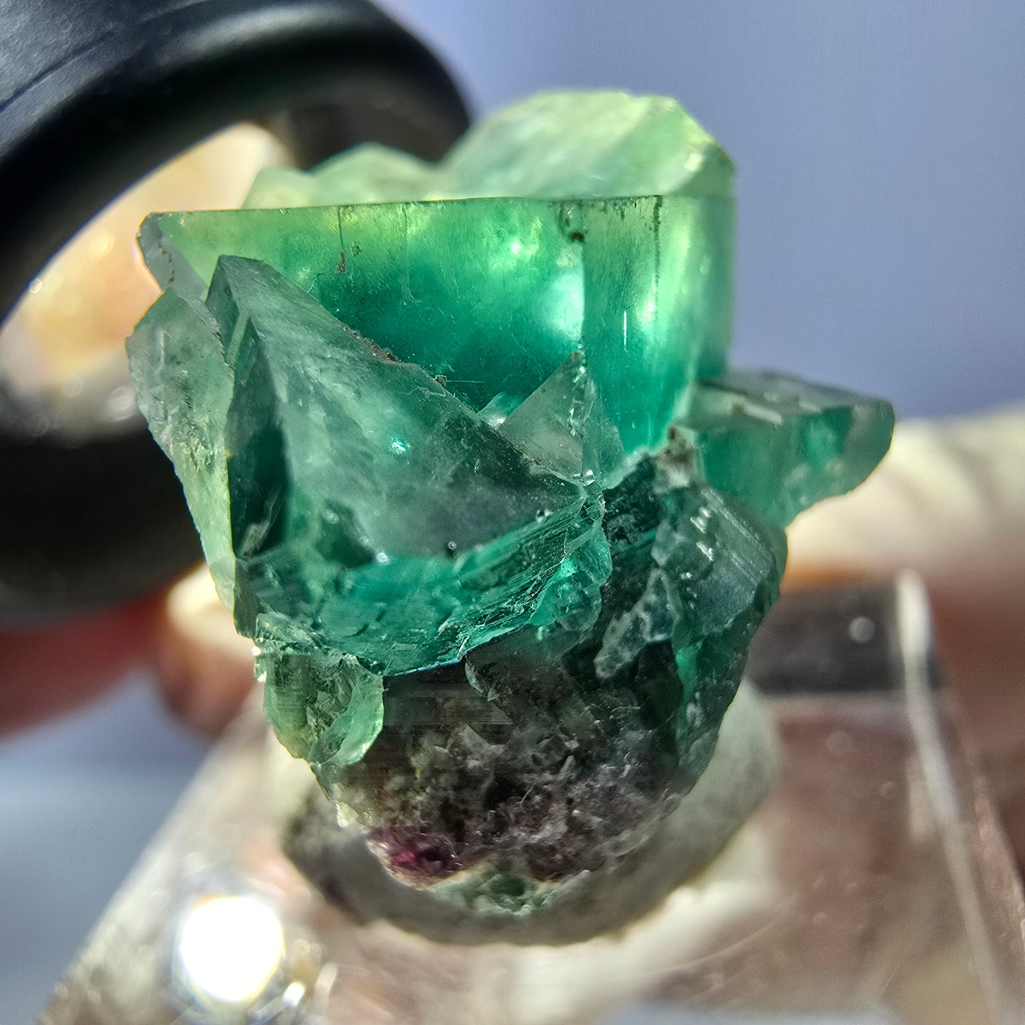 Seltene Phantom Fluorit Würfel Stufe, grün Okorusu, Namibia 26*23*16mm