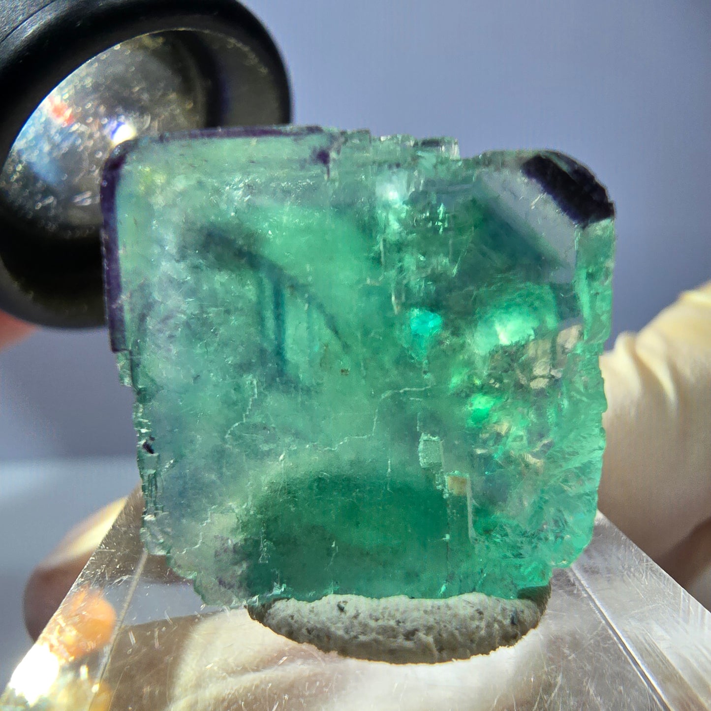 Phantom Fluorit Würfel parkettiert, grün lila Okorusu, Namibia 20*21*19mm