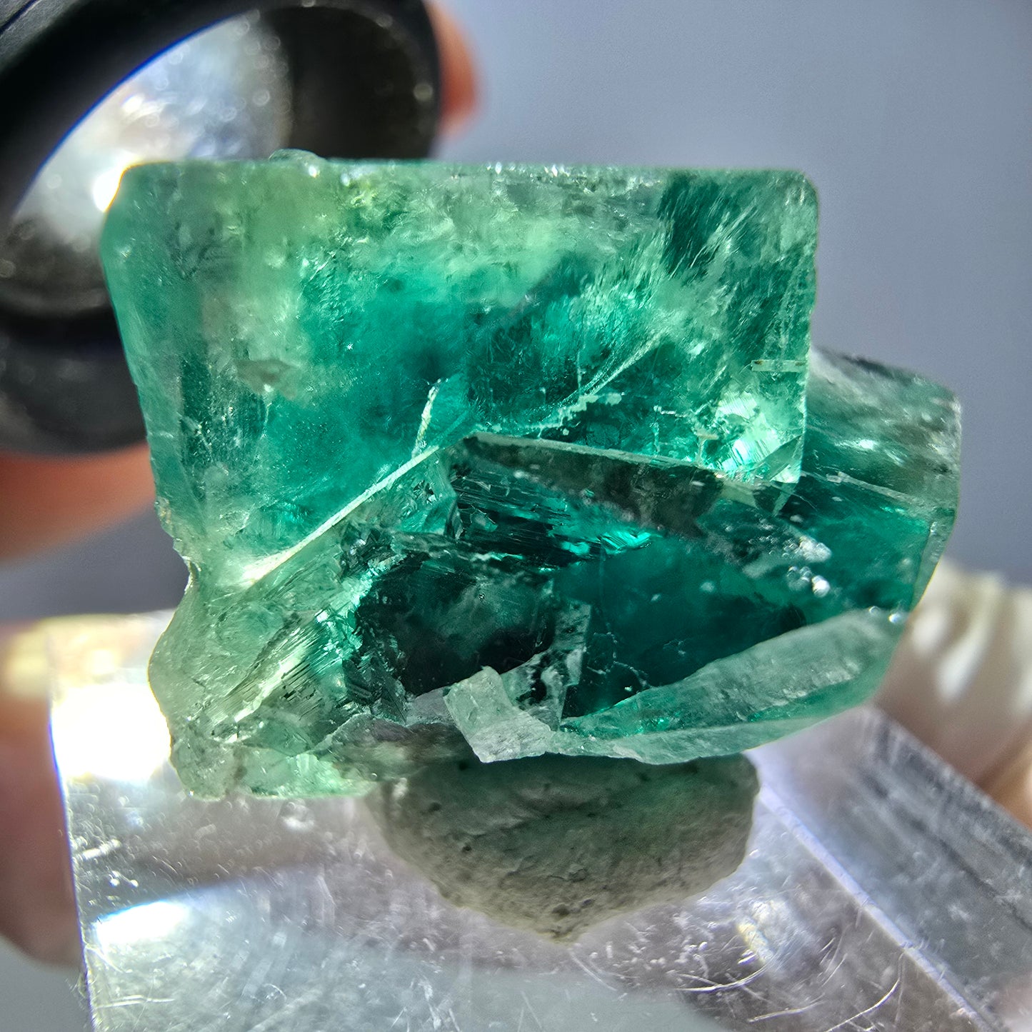 Phantom Fluorit Würfel Stufe, grün lila Okorusu, Namibia 27*19*18mm