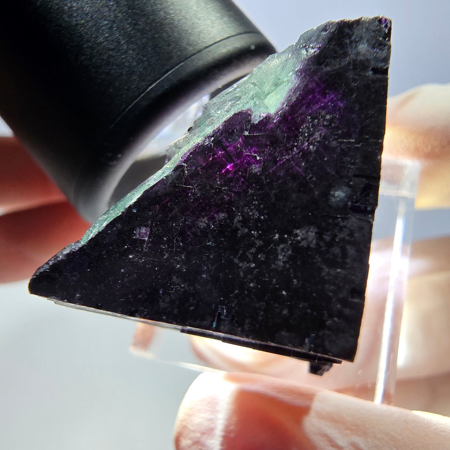 Phantom Fluorit Würfel Stufe grün lila zonal 11:11 Angel Pocket, Namibia 24*22*22mm