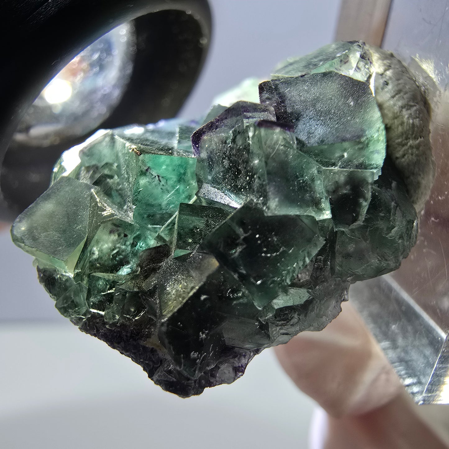 Spécimen de cube de fluorite fantôme, parqueté vert violet Okorusu, Namibie 35*27*13 mm