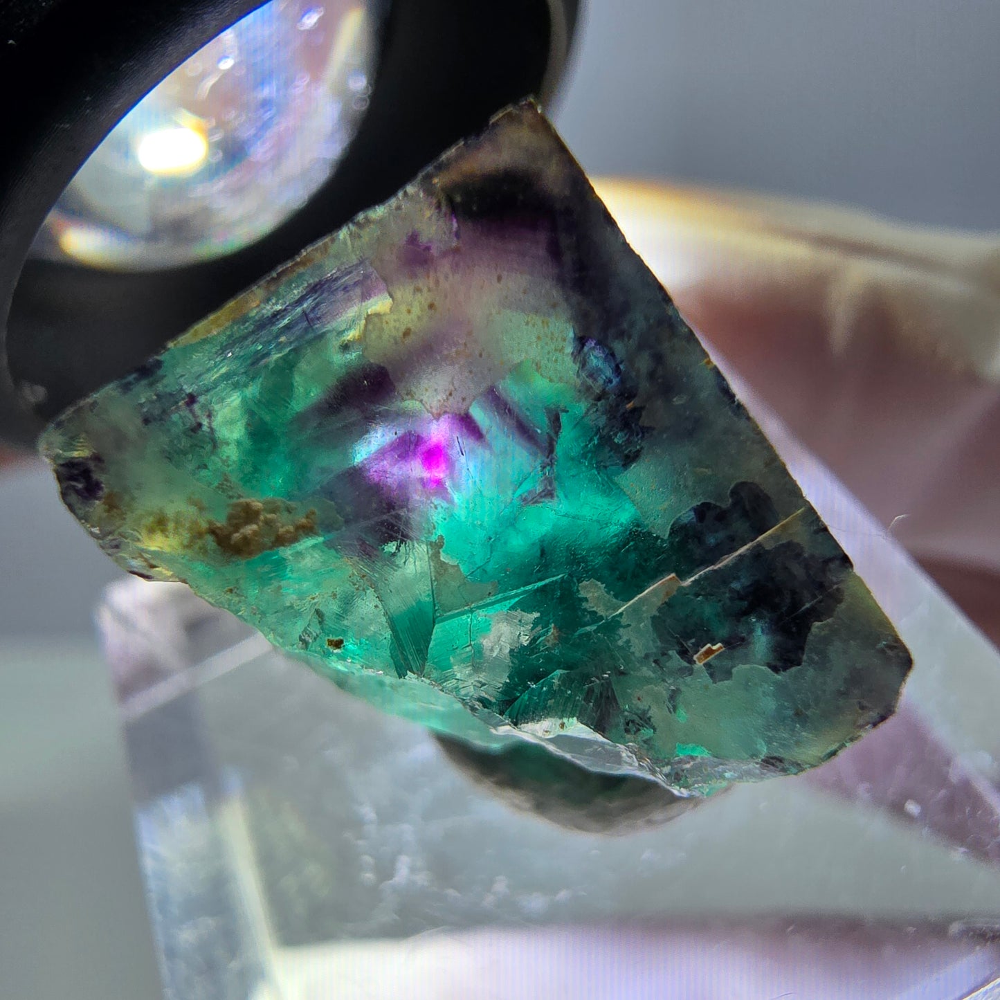 Phantom Fluorit Würfel Stufe, grün lila Okorusu, Namibia 15*15*14mm