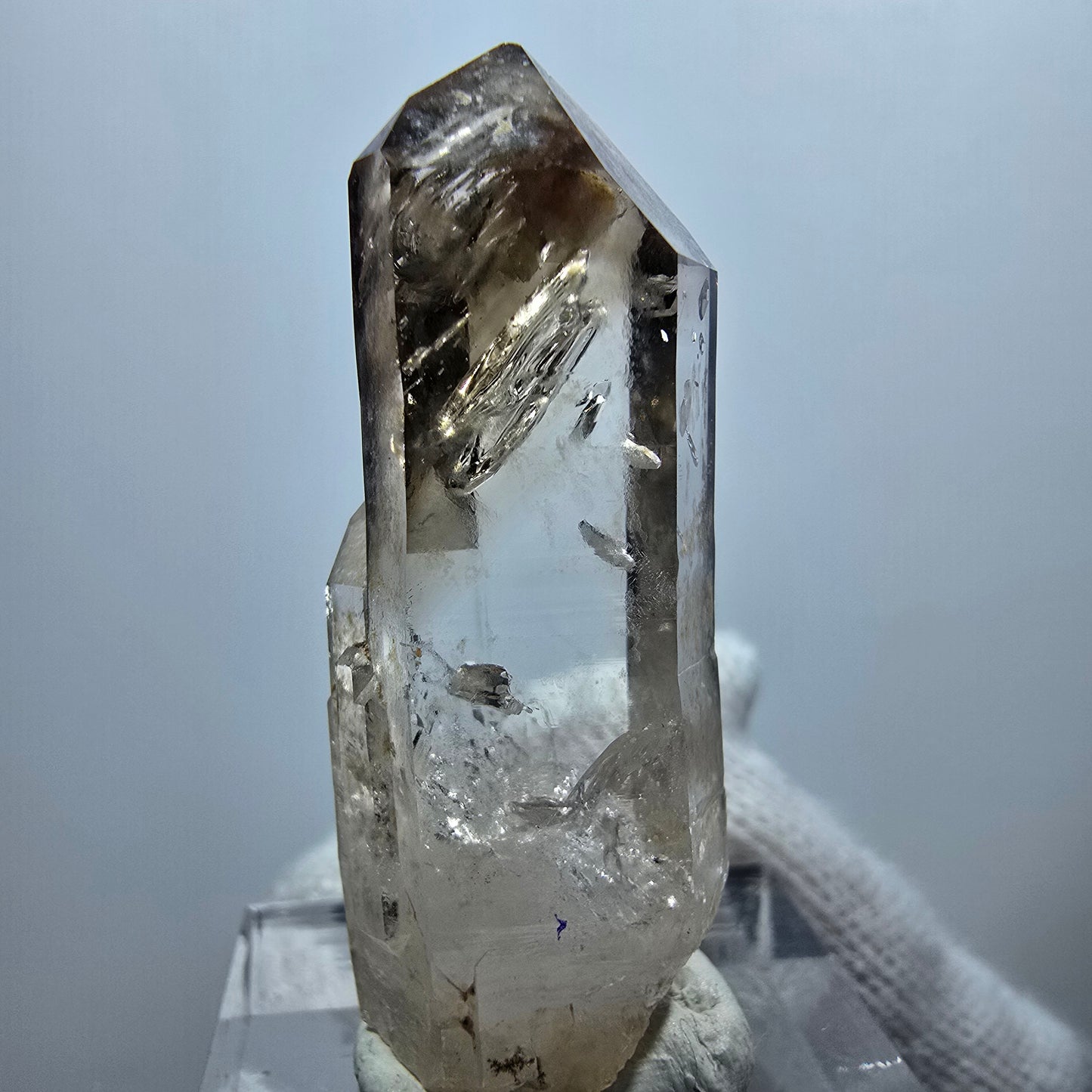 Pointe de quartz fumé fantôme Enhydro, 1x Bubble Goboboseb, Namibie 40 x 15 x 10 mm