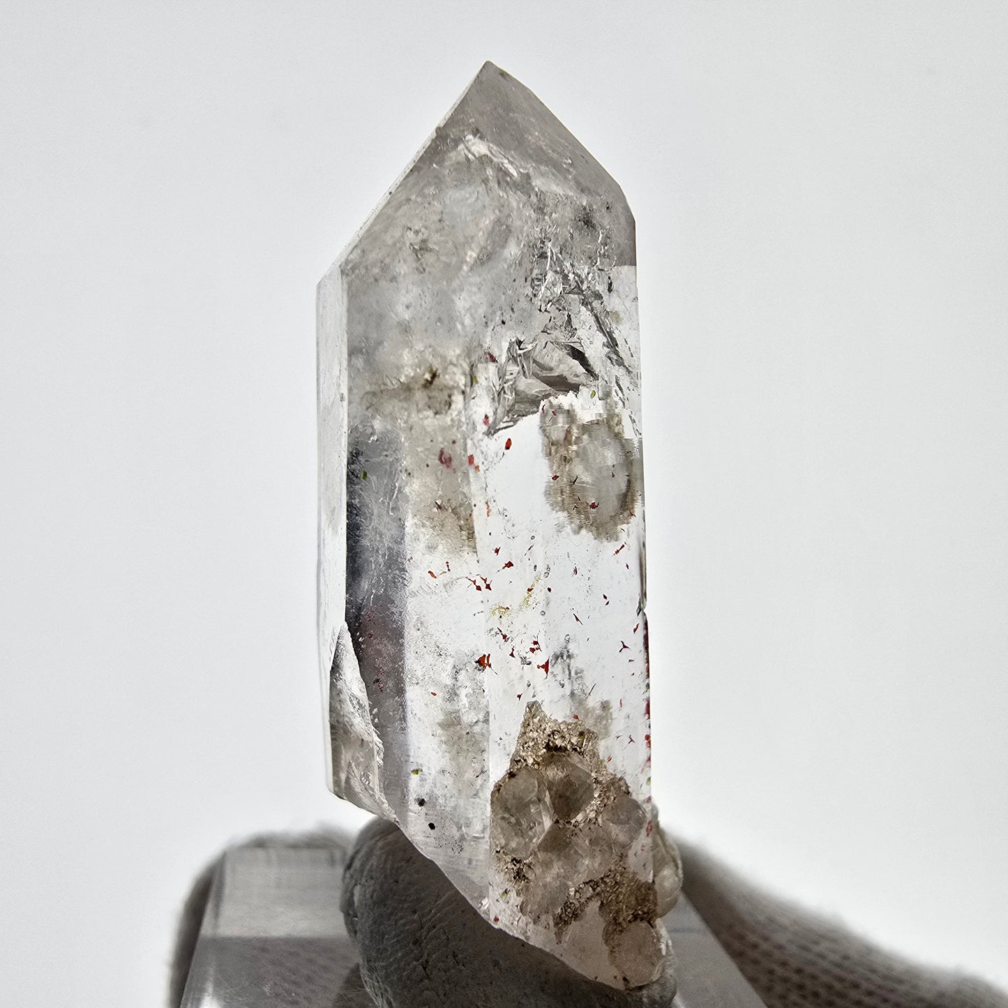 Harlequin Phantom Smoky Quartz with Analcim, UV Calcite Valentine Pocket, Namibia 46*20*18mm
