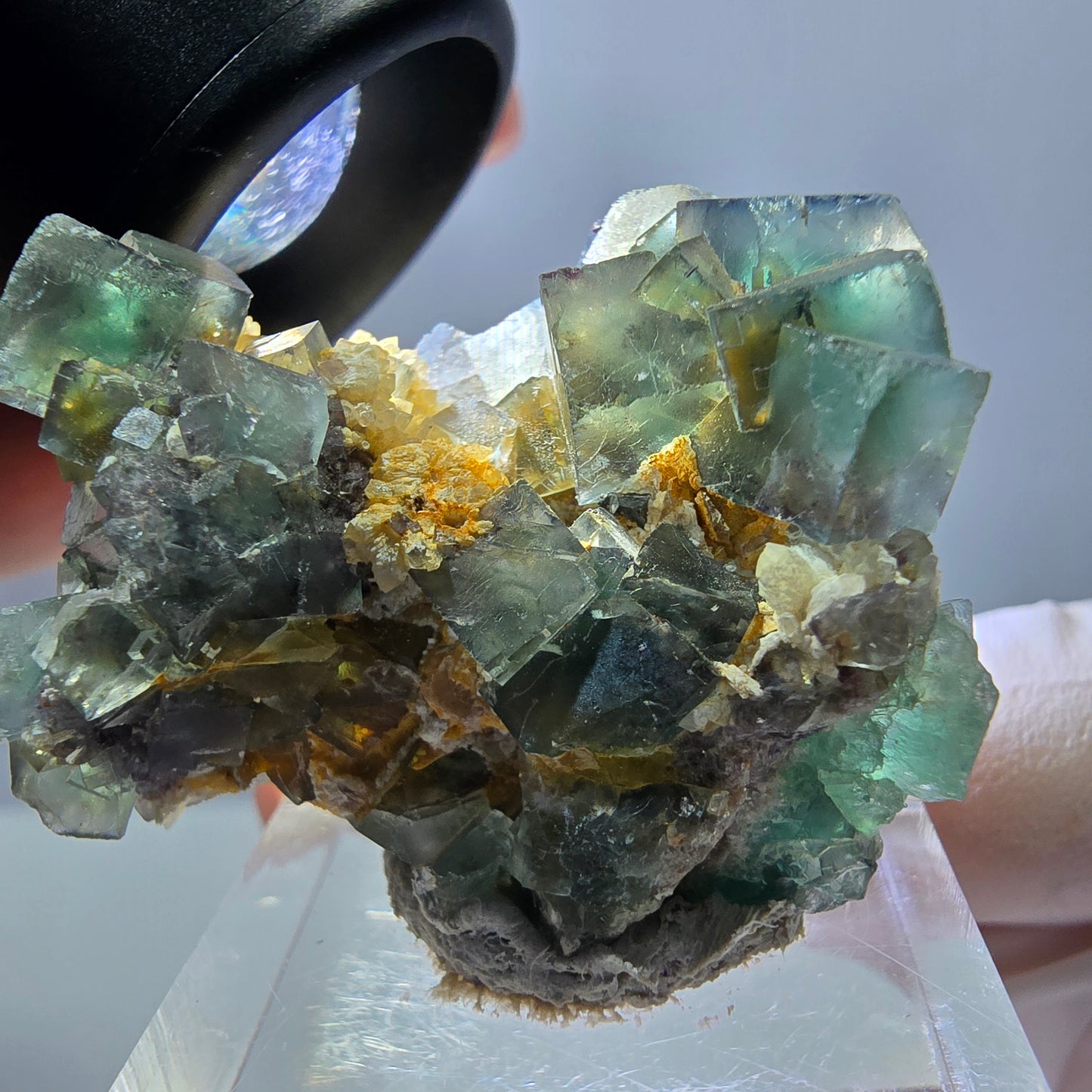 Phantom Fluorit Würfel, Quarz Stufe, grün Okorusu, Namibia 37*30*27mm