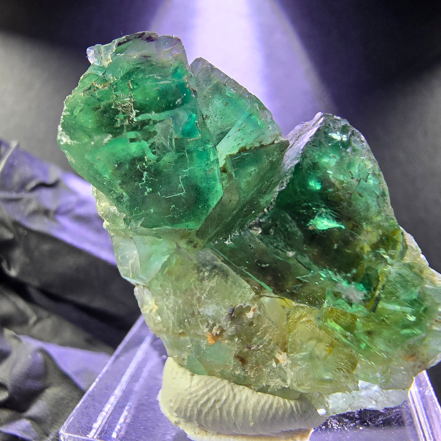 Seltene Phantom Fluorit Würfel Stufe grün 37*24*17mm Okorusu, Namibia Sammlung