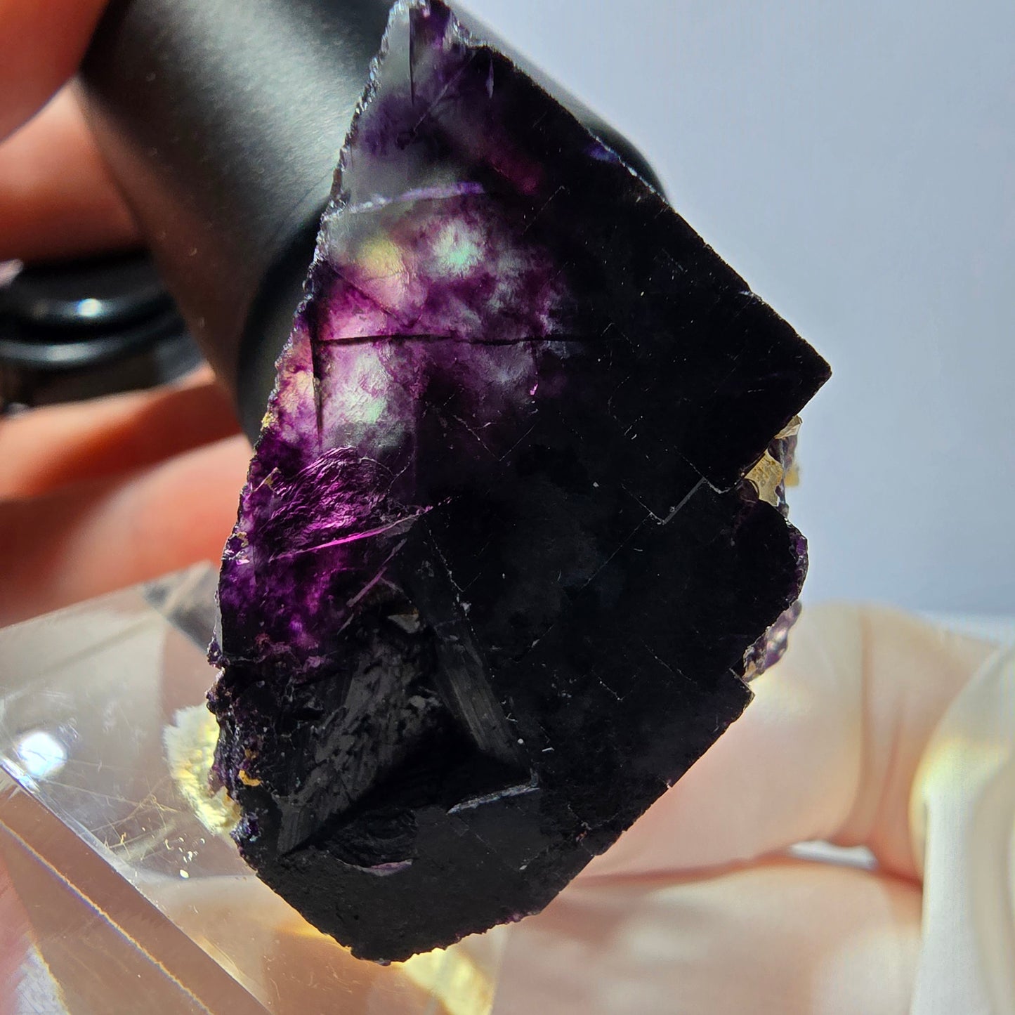 Phantom Fluorit Würfel, Quarz Stufe, lila Okorusu, Namibia 33*27*26mm