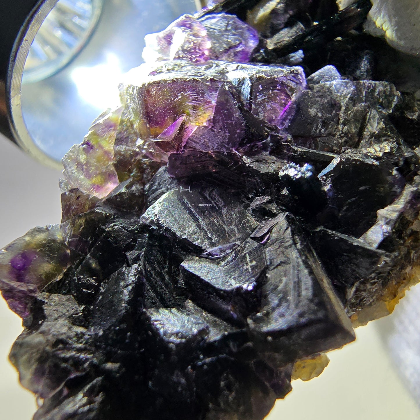 Bunte Phantom Fluorit Schörl Turmalin Muskovit Stufe Erongo, Namibia 36*28*16mm