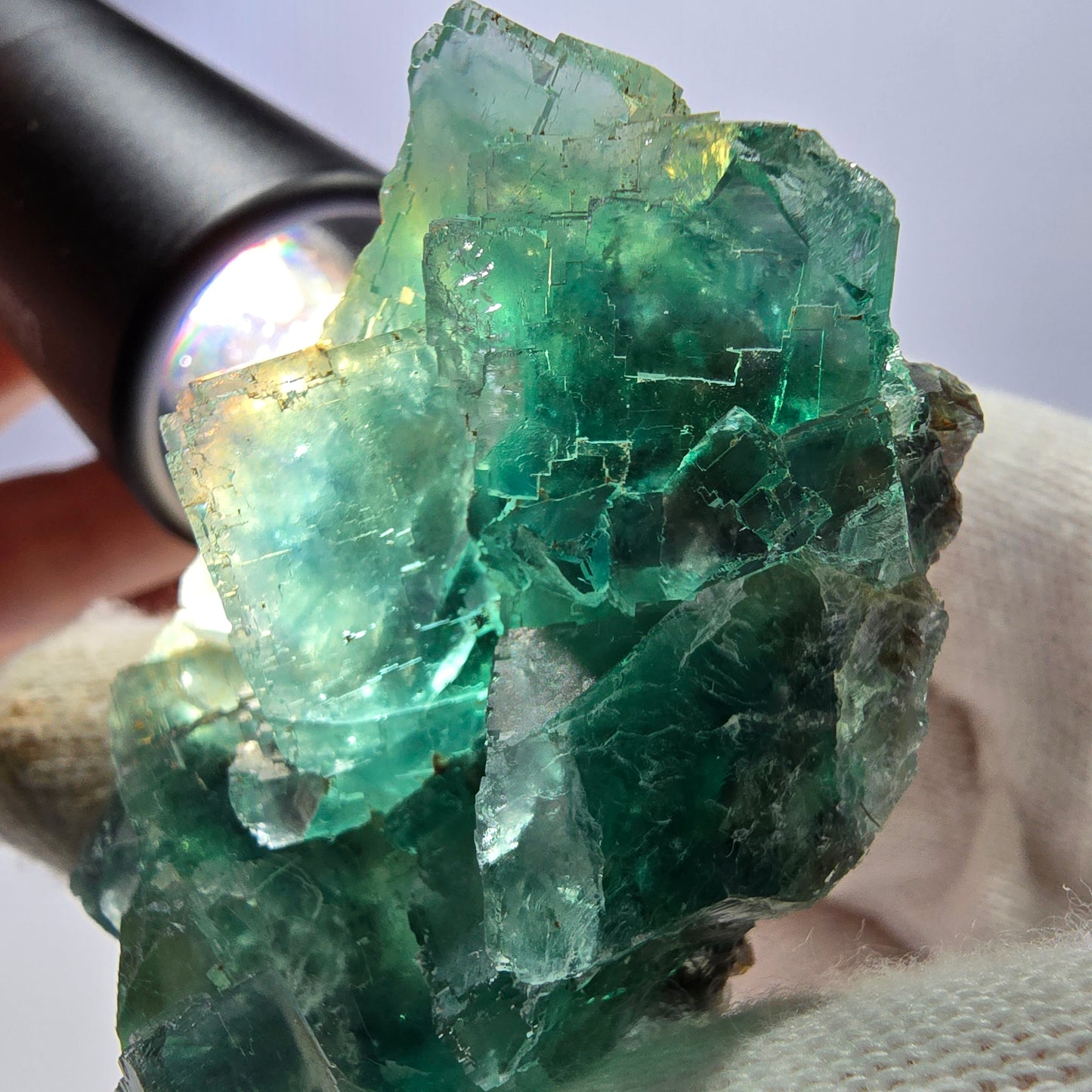 Rare spécimen de cube de fluorite fantôme, parqueté vert Okorusu, Namibie, 59 x 36 x 22 mm