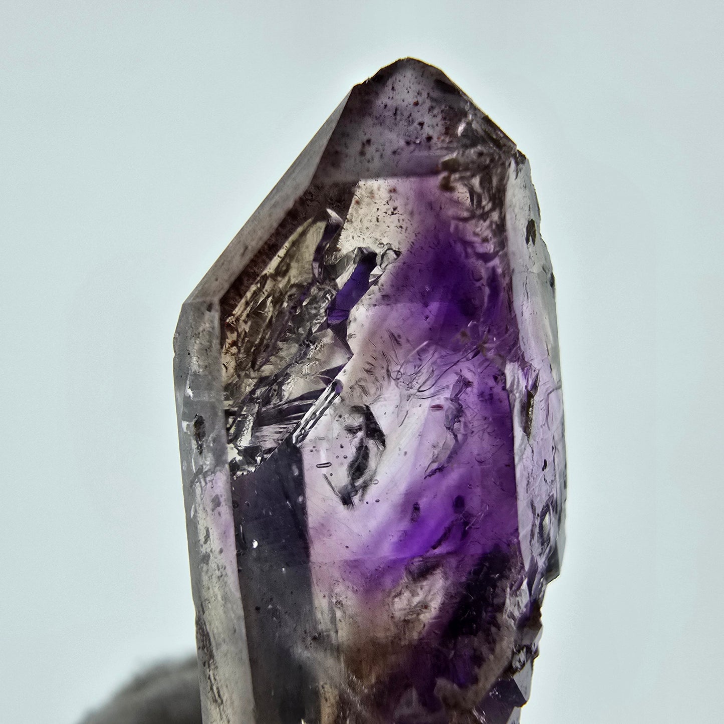 Pointe de sceptre d'améthyste fantôme Enhydro, 1x Bubble Brandberg, Namibie 34 x 16 x 14 mm