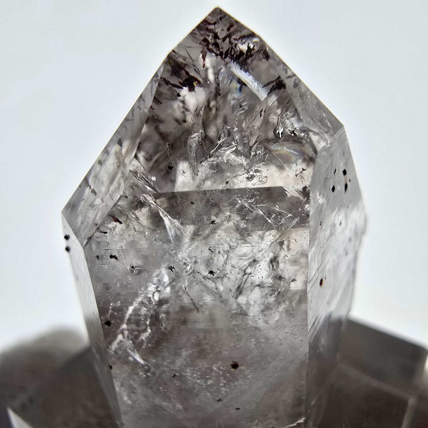 Quartz fumé fantôme Enhydro Harlequin, mine Bubble Streep, Namibie, 31 x 27 x 17 mm