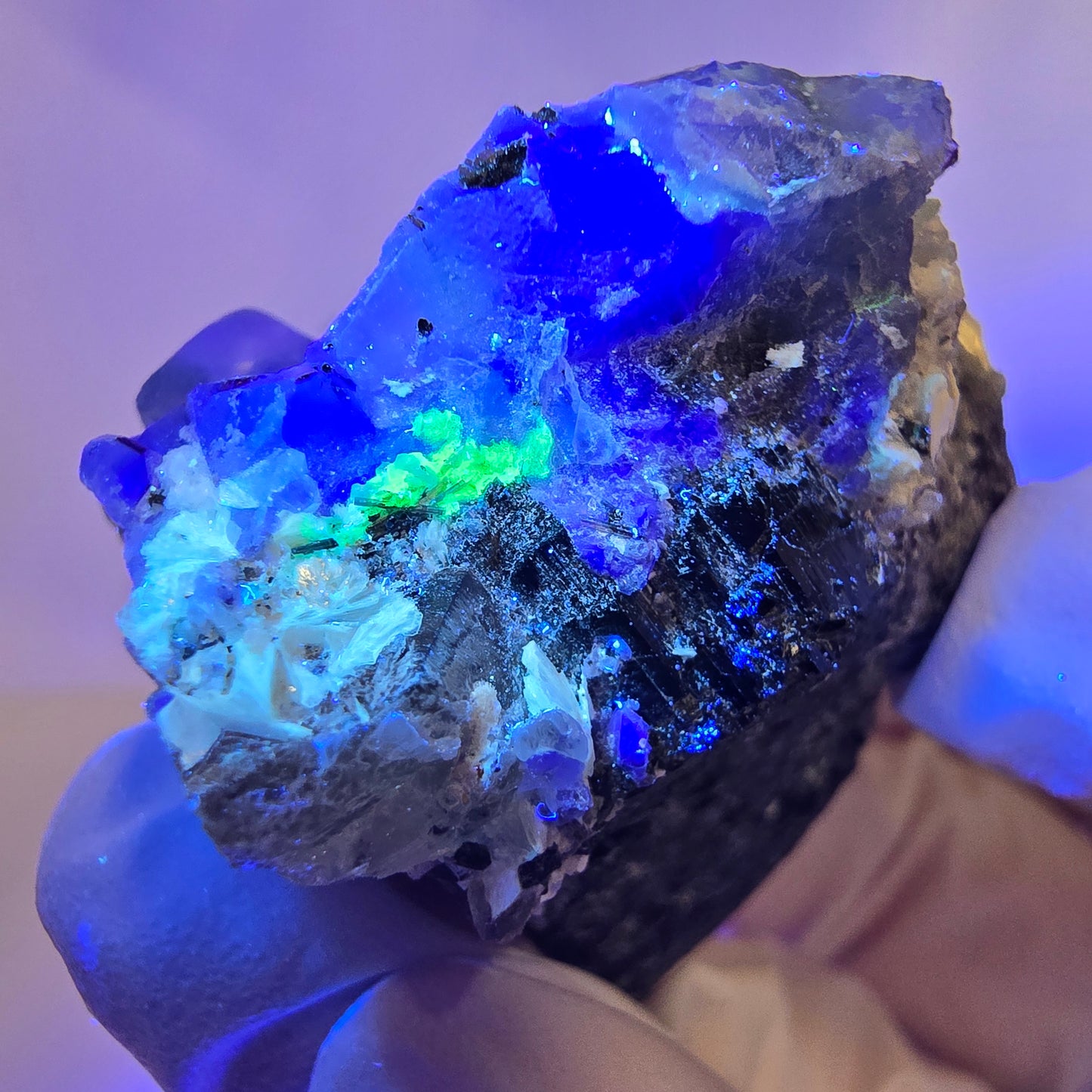 Cube de fluorite fantôme, spécimen de tourmaline scholle muscovite hyalite, Erongo, Namibie, 42 x 36 x 28 mm