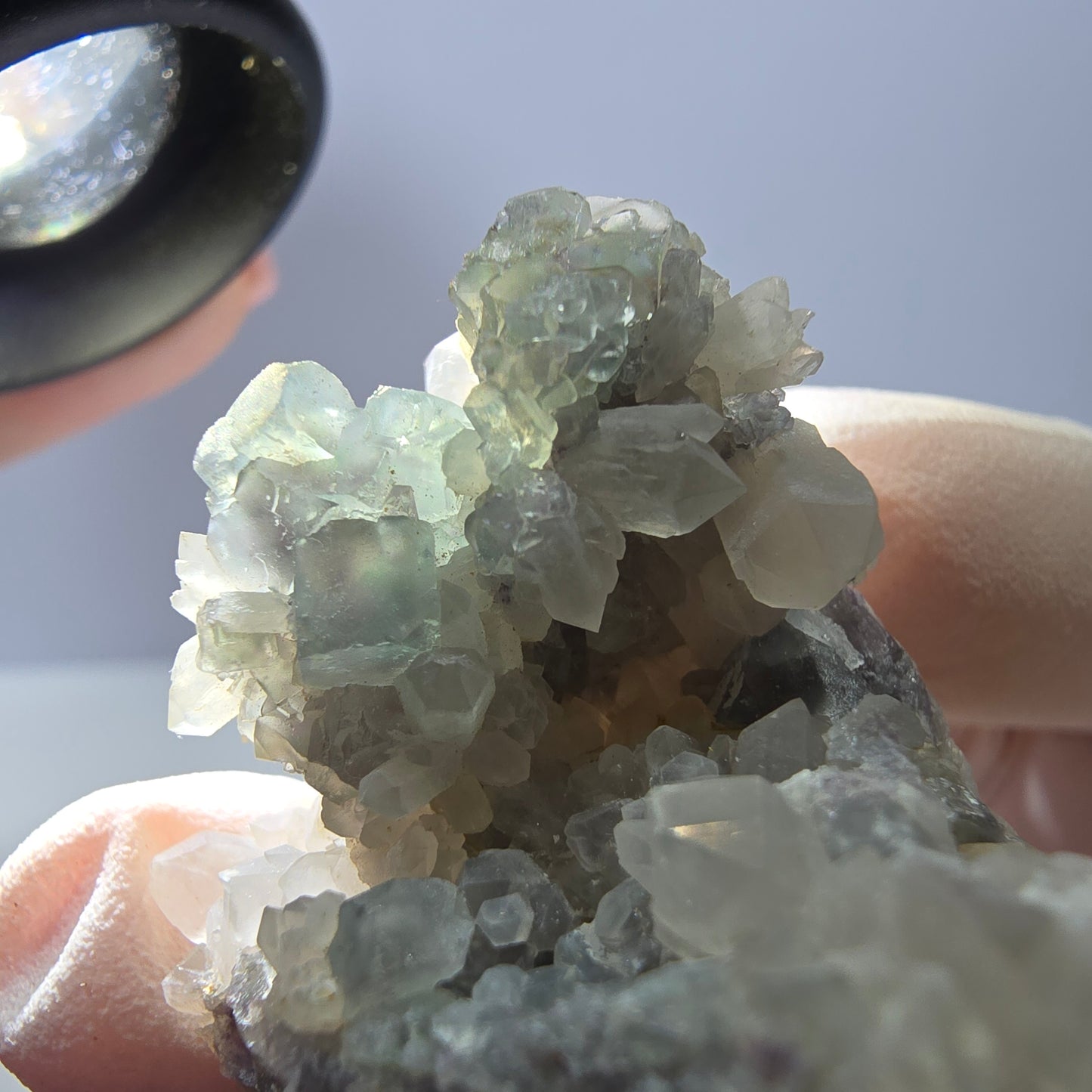 Rare cube de fluorite fantôme, spécimen de quartz vert Okorusu, Namibie, 42 x 31 x 31 mm