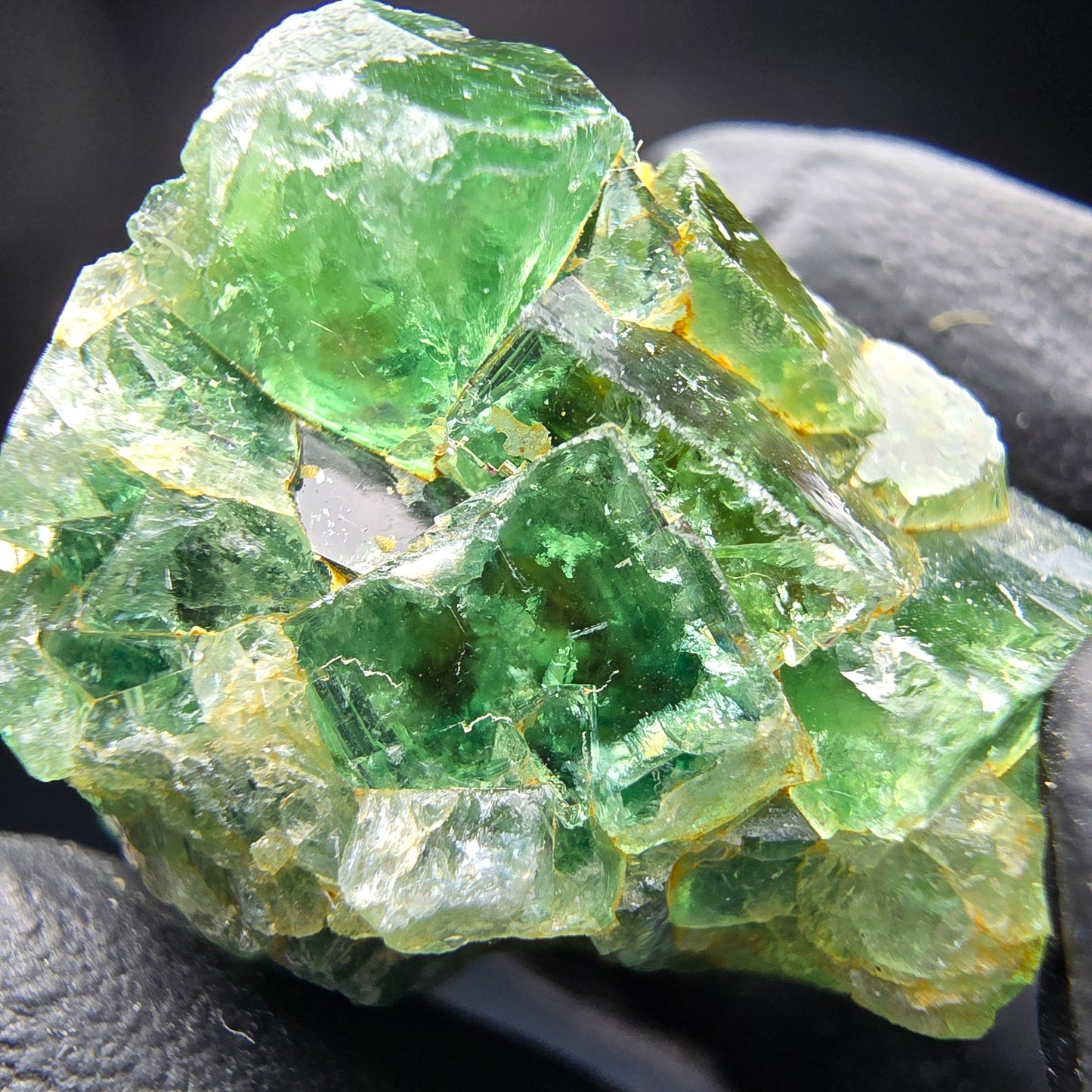 Cube de fluorite fantôme transparent, vert Okorusu, Collection namibie 26x24x23mm