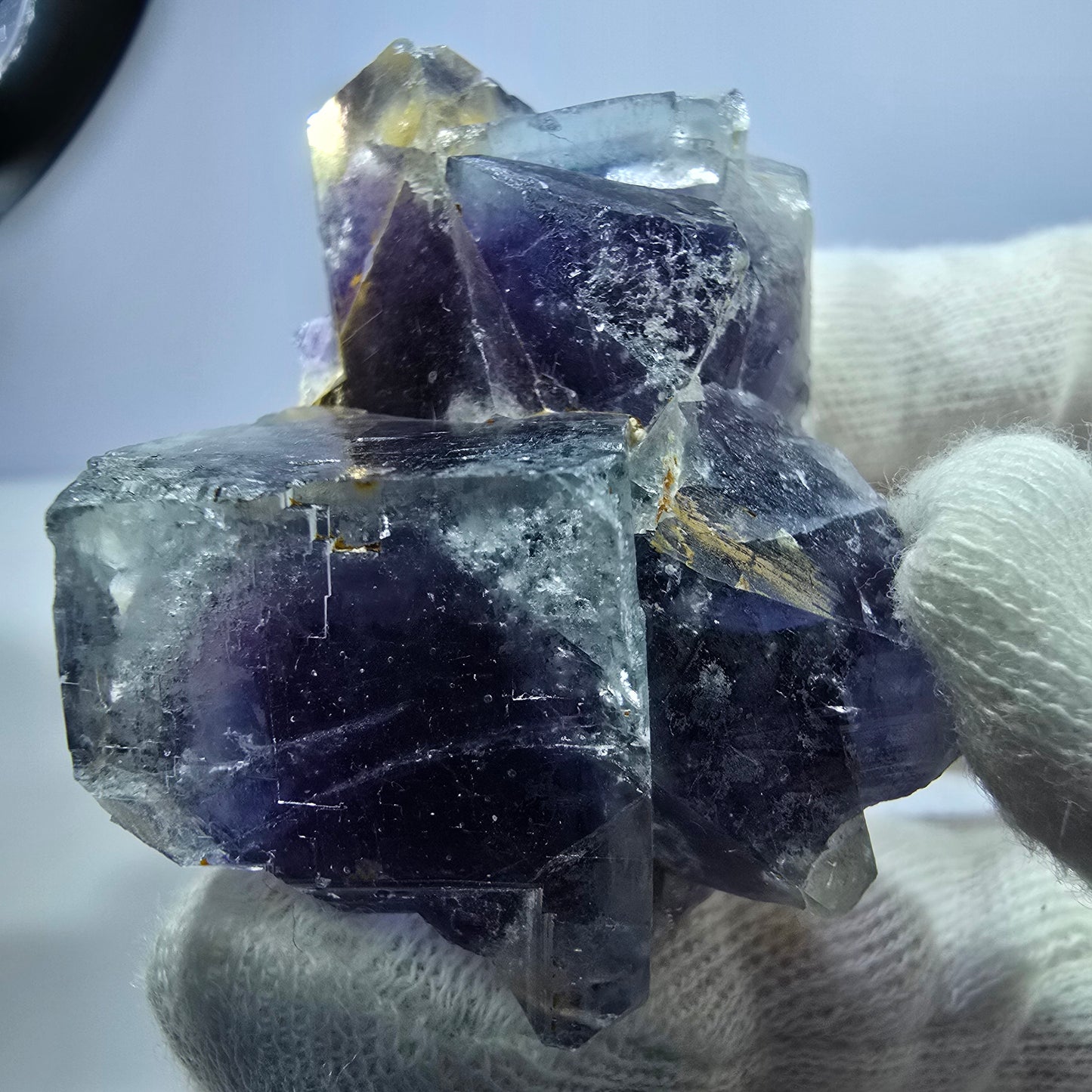 Phantom Fluorit Würfel Stufe, parkettiert blau lila Okorusu, Namibia 53*38*32mm
