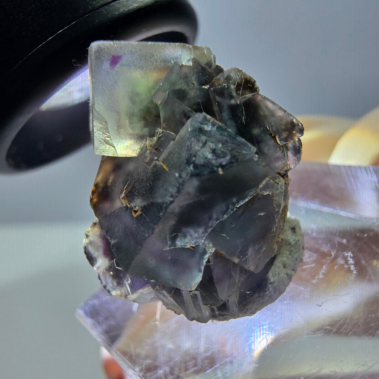 Phantom Fluorit Würfel Stufe, parkettiert grün lila Okorusu, Namibia 20*17*15mm