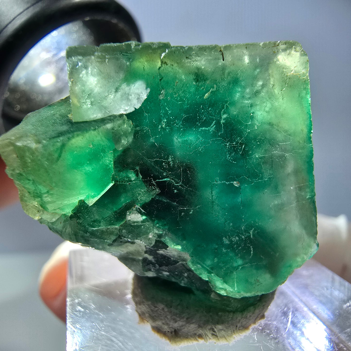 Phantom Fluorit Würfel Stufe, grün lila Okorusu, Namibia 27*25*17mm