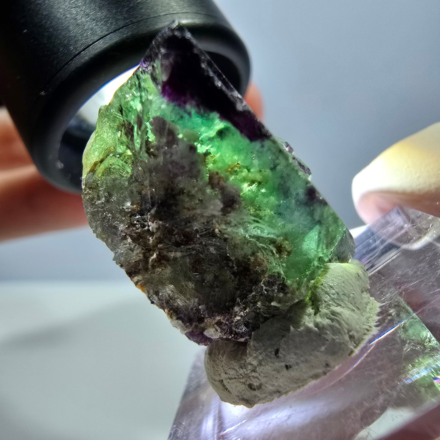 Phantom Fluorit Würfel Stufe, parkettiert, zonal Okorusu, Namibia 27*24*14mm