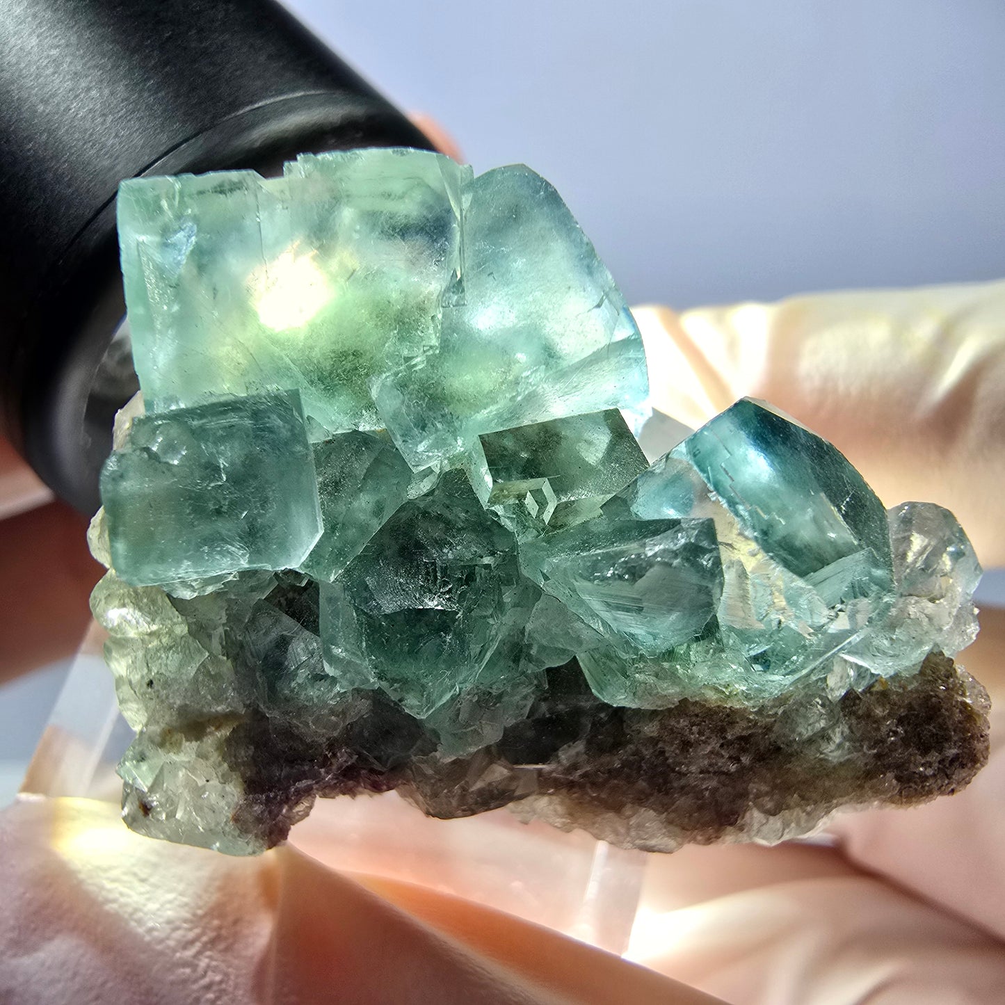 Seltene Phantom Fluorit Würfel Stufe, grün Okorusu, Namibia 34*27*21mm