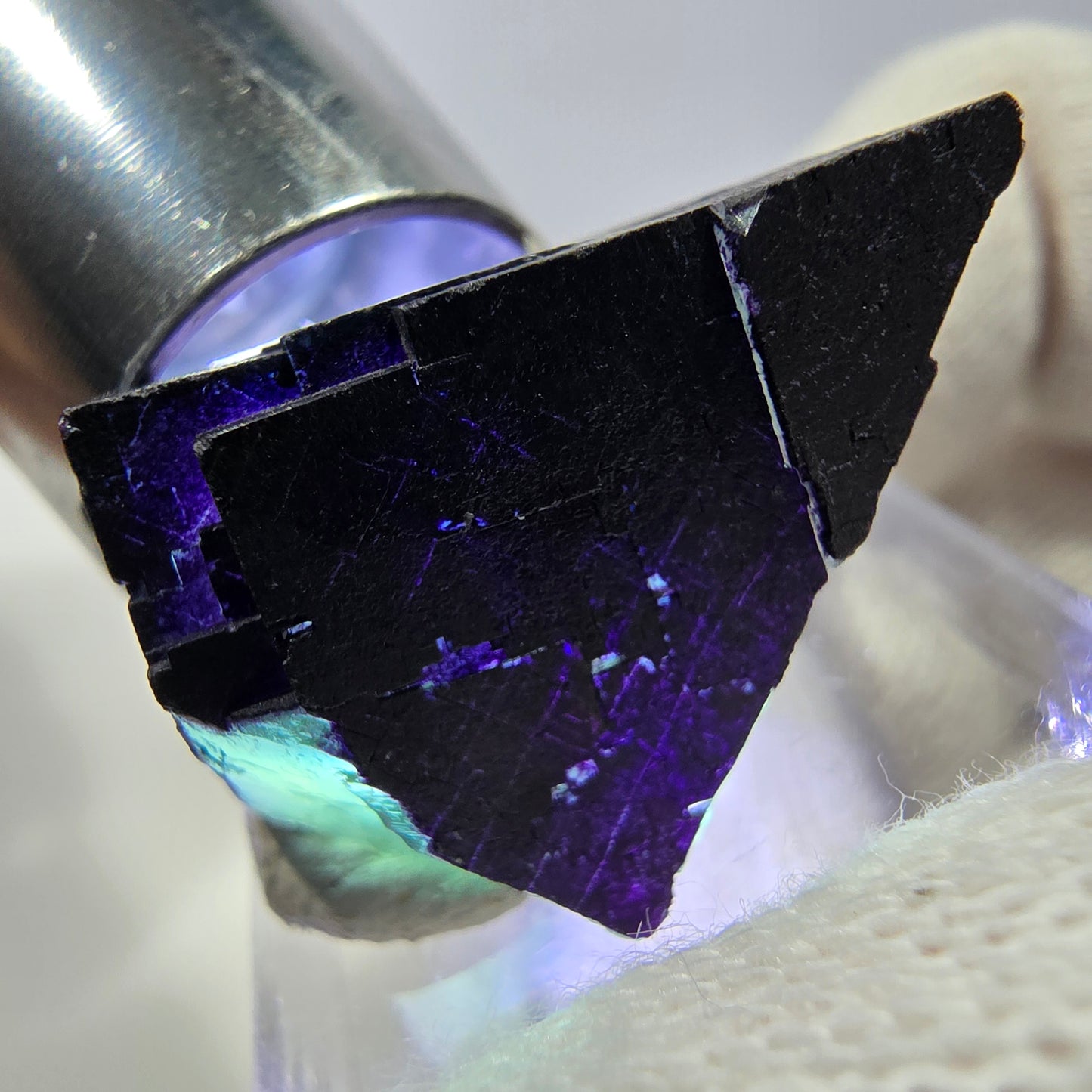 Fluorite cube, parquetted green purple 11:11 Angel Pocket, Okorusu Mine Namibia 30*24*15mm