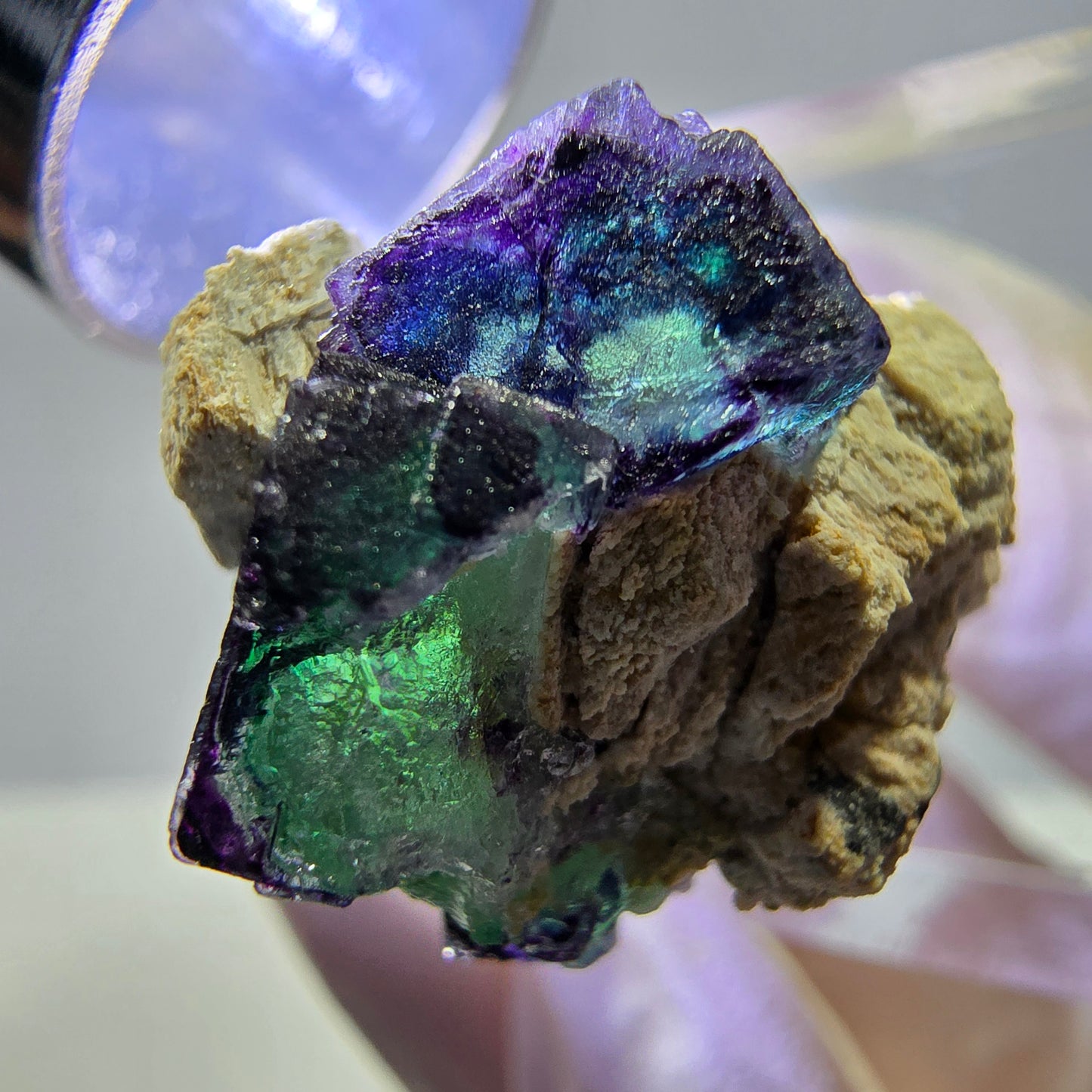 Cube de fluorite fantôme, zonal, spécimen d'orthose, Erongo, Namibie, 24 x 20 x 14 mm