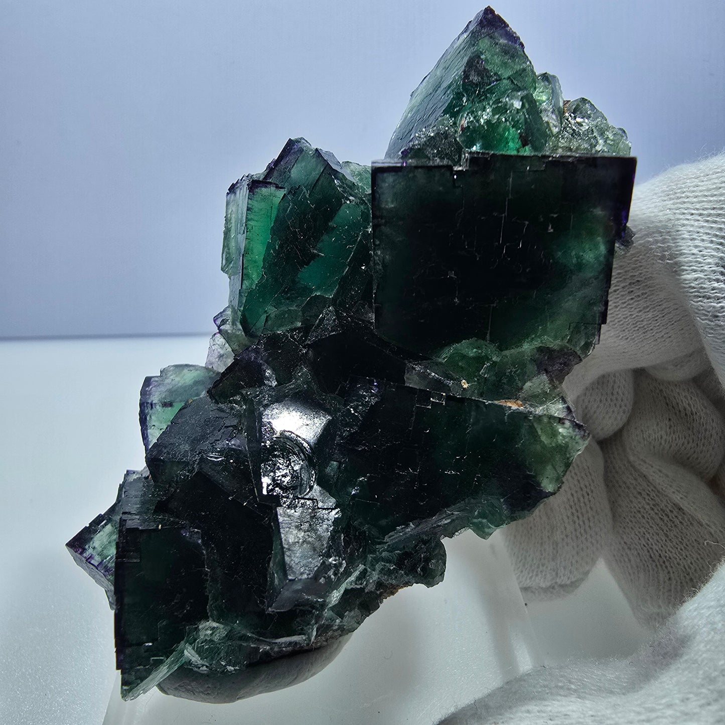 Phantom Fluorit Würfel Stufe, parkettiert grün lila Okorusu, Namibia 79*54*31mm