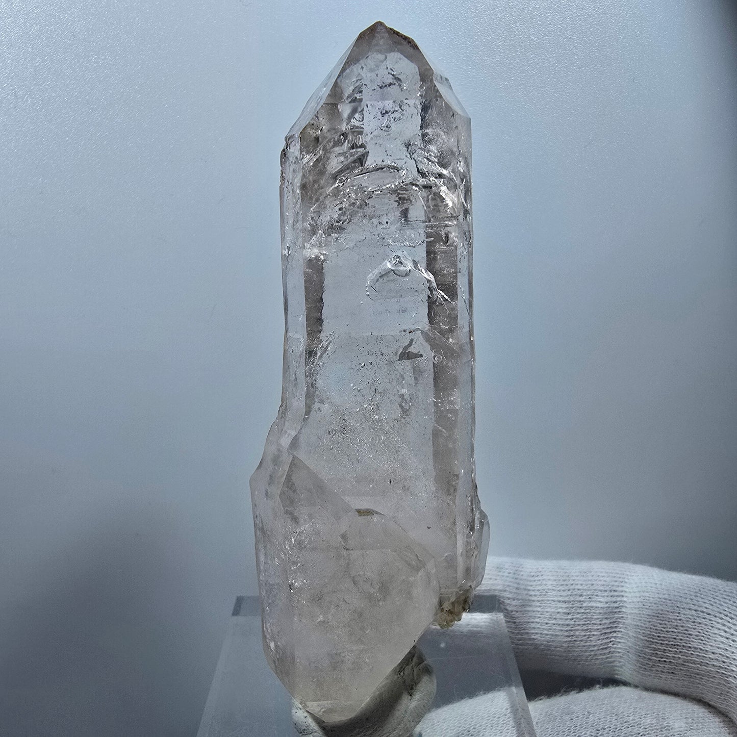Sceptre DT en quartz fumé lémurien Enhydro, 2 gobos de poche Bubble Valentine. Namibie 97 x 33 x 20 mm
