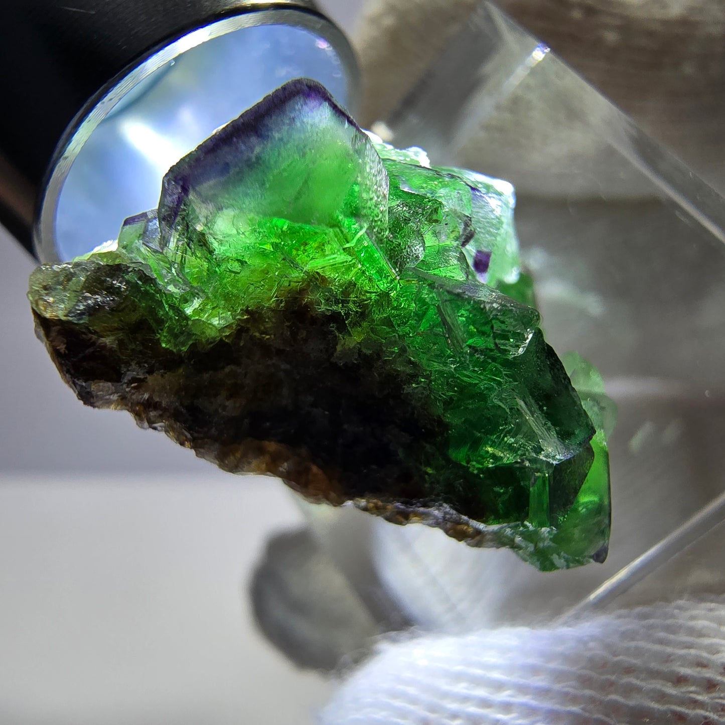 Phantom Fluorit Würfel zonal, grün braun lila Erongo, Namibia 24*17*13mm