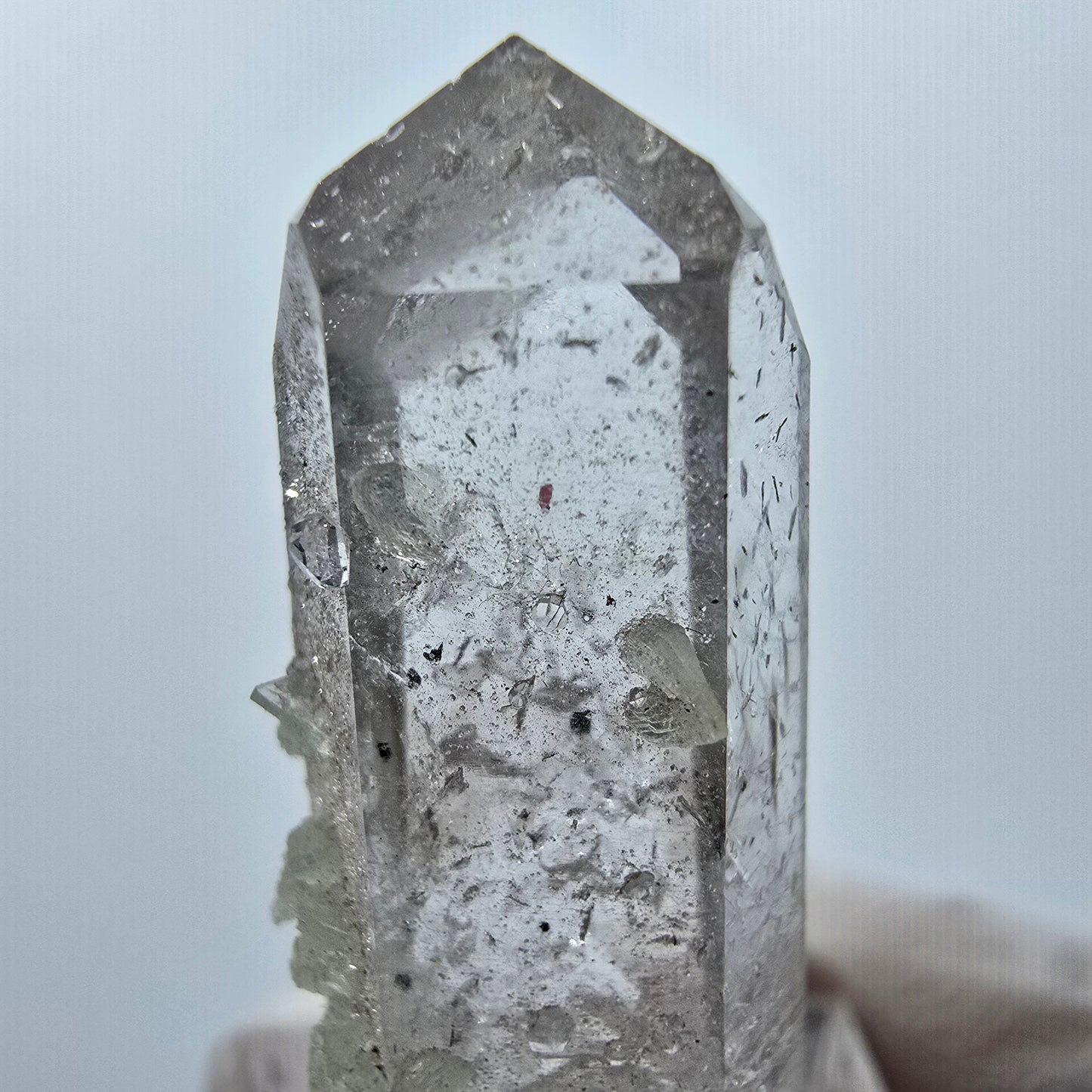 Enhydro Quartz with Prehnite, Analcim Streep Mine, Goboboseb, Namibia 41*15*10mm