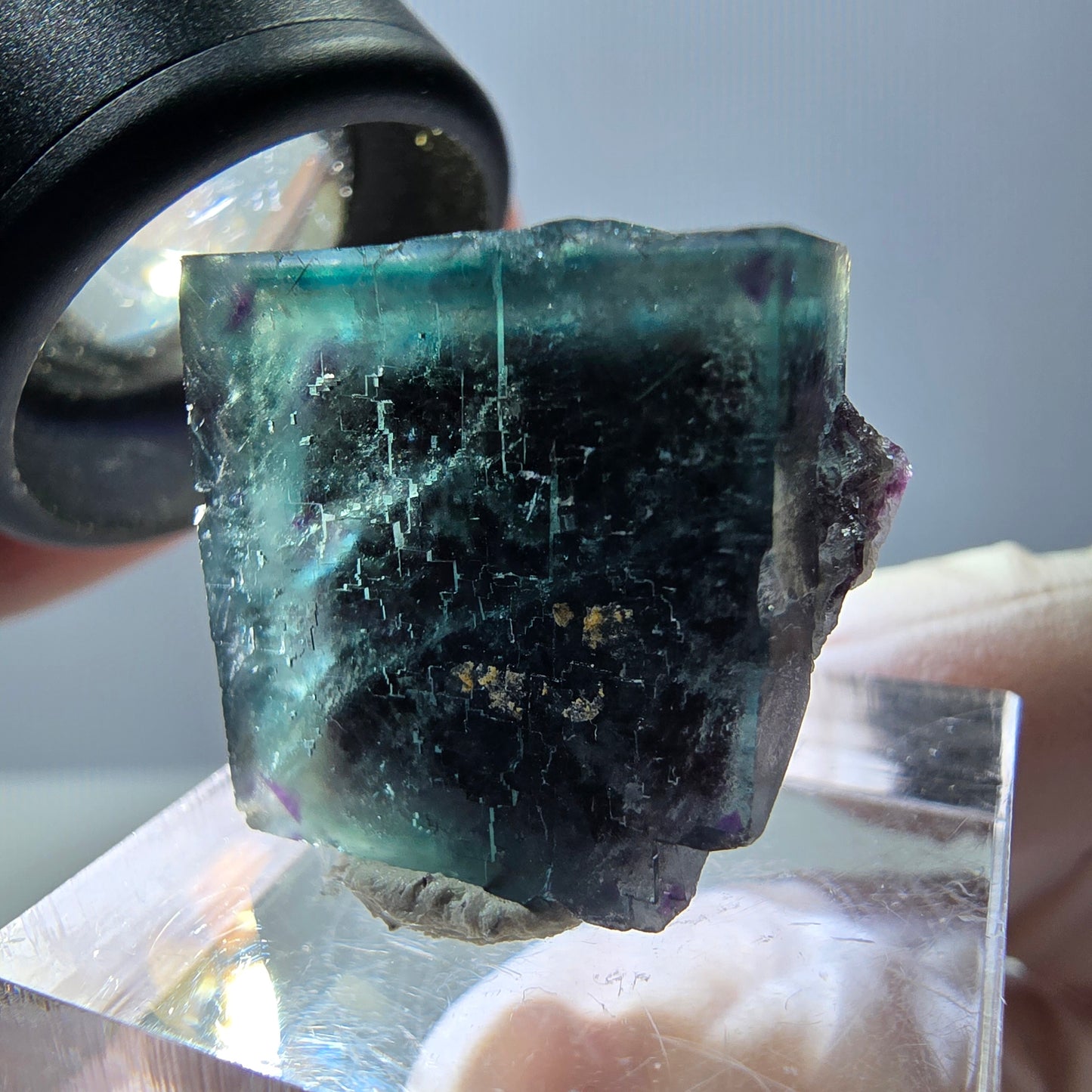 Phantom Fluorit Würfel Stufe, parkettiert grün lila Okorusu, Namibia 20*20*15mm