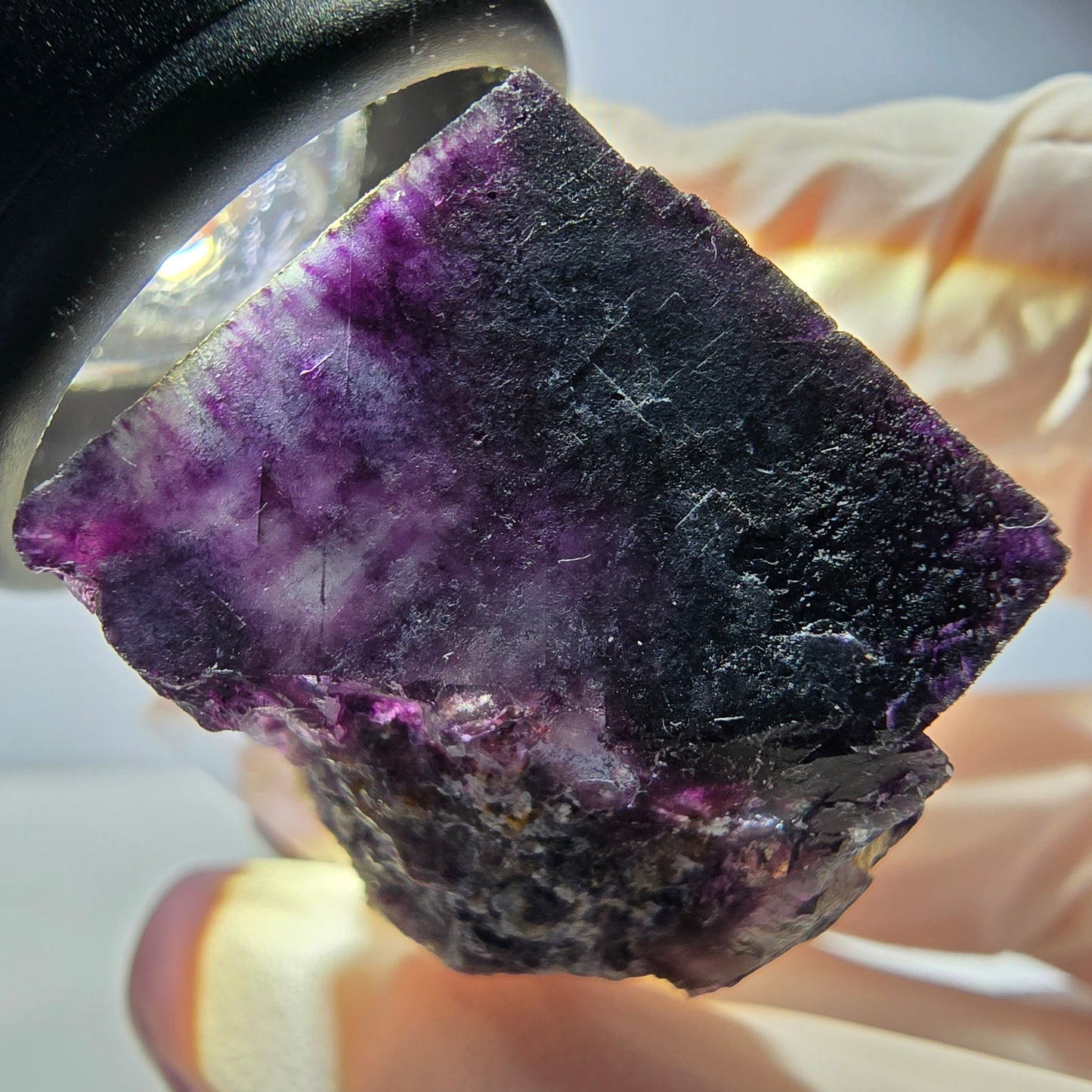 Phantom Fluorite cube parquetted, green purple Okorusu, Namibia 26*24*22mm