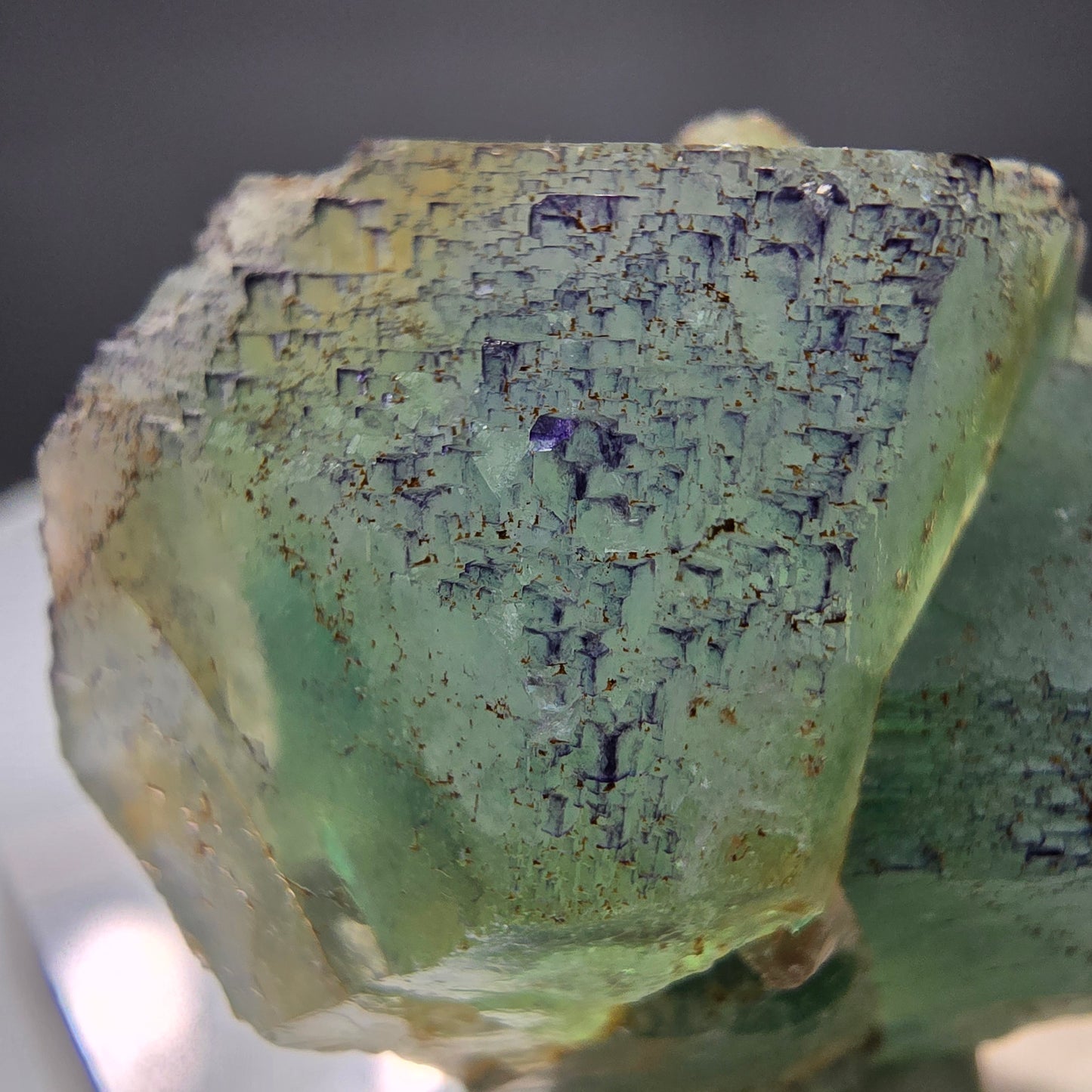 Phantom Fluorit Würfel Stufe grün lila parkettiert Okorusu, Namibia 50*37*25mm