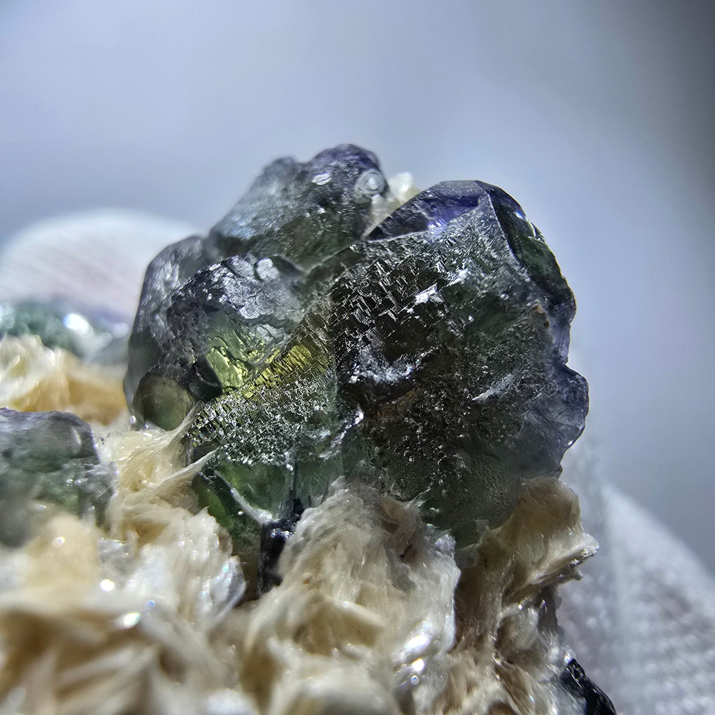 Phantom Fluorite cube zonal, Muscovite Schörl Tourmaline Erongo Namibia 38*33*27mm