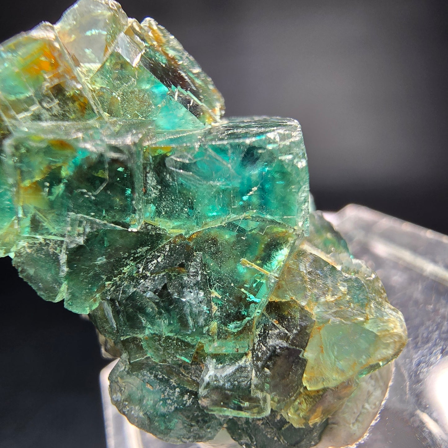 Seltene klare Phantom Fluorit Würfel Stufe grün Okorusu, Namibia 25*18*17mm